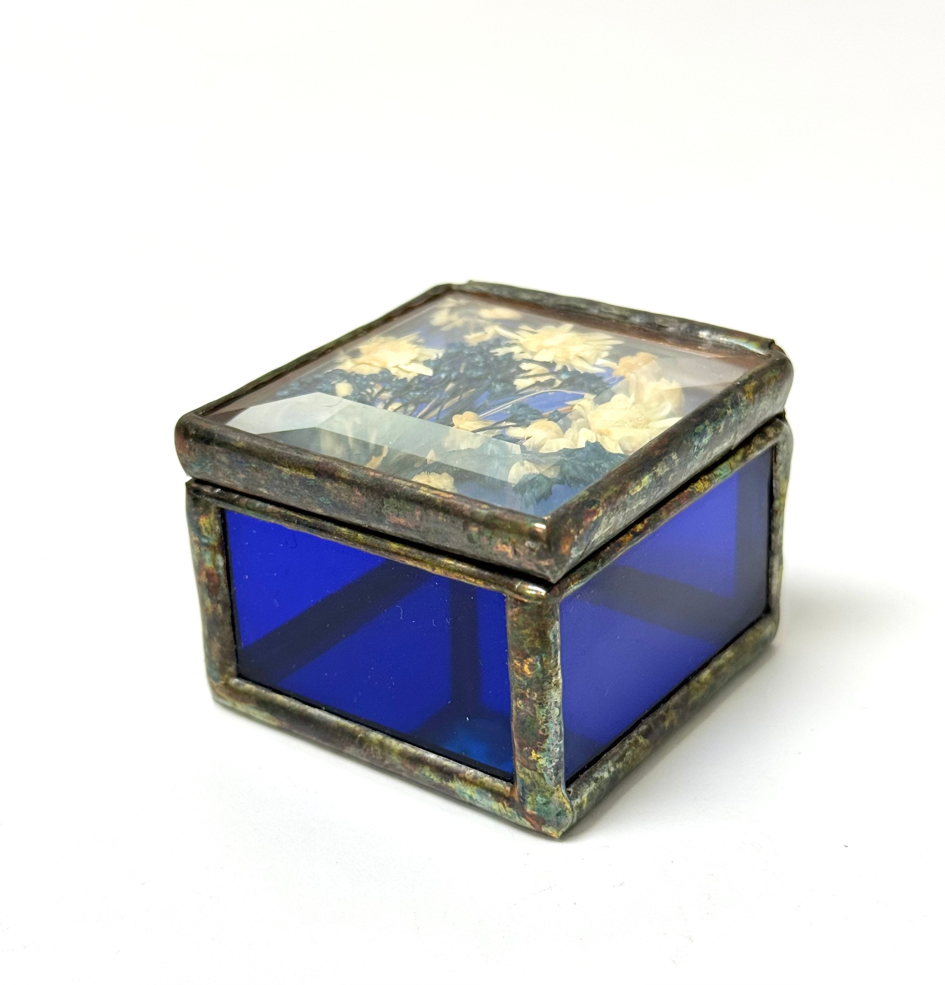Stained Glass Box with Pressed Flowers