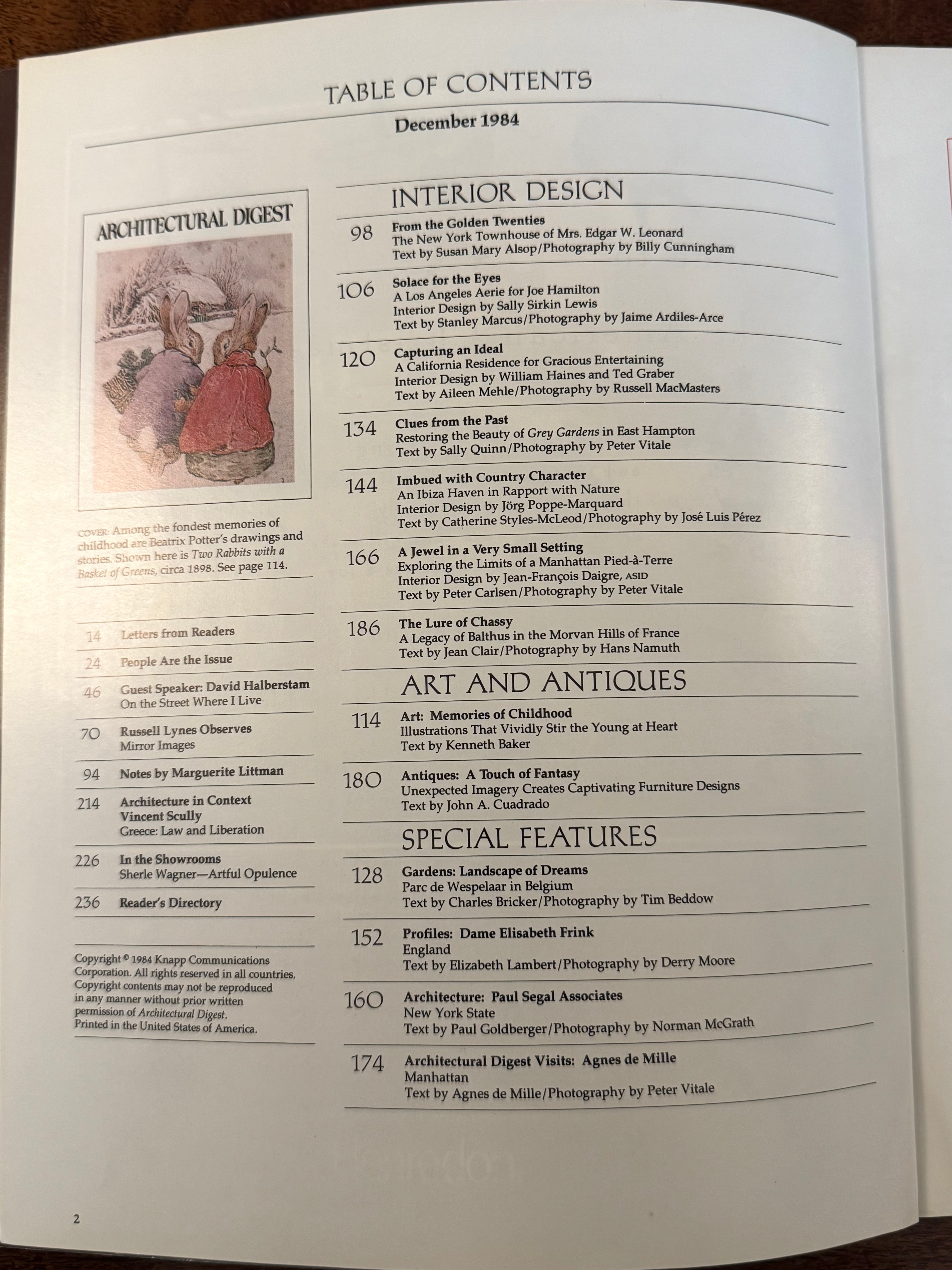 Vintage ARCHITECTURAL DIGEST December 1984