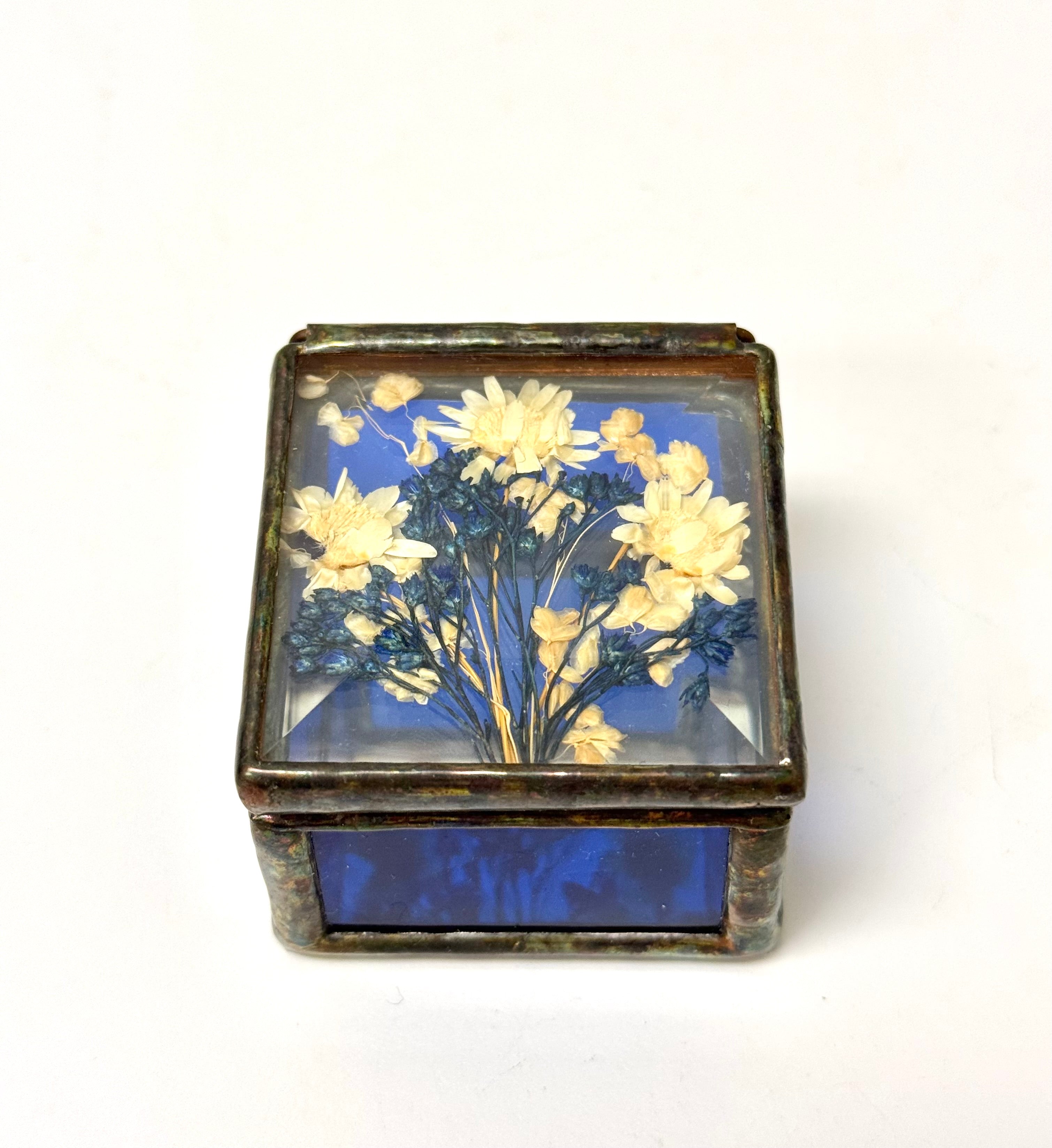 Stained Glass Box with Pressed Flowers