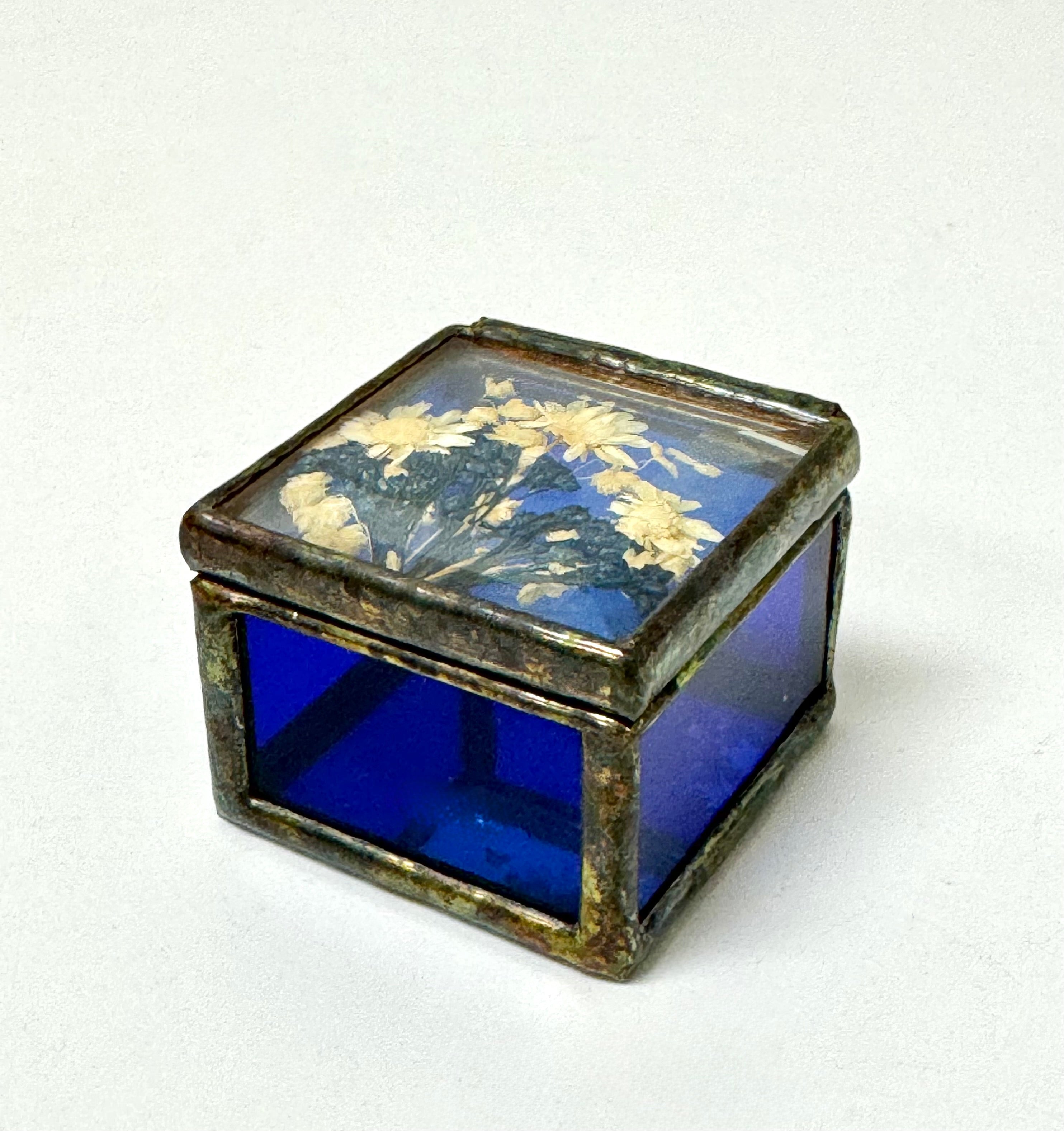 Stained Glass Box with Pressed Flowers