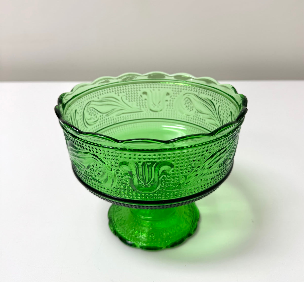 Vintage Emerald Green Footed Bowl