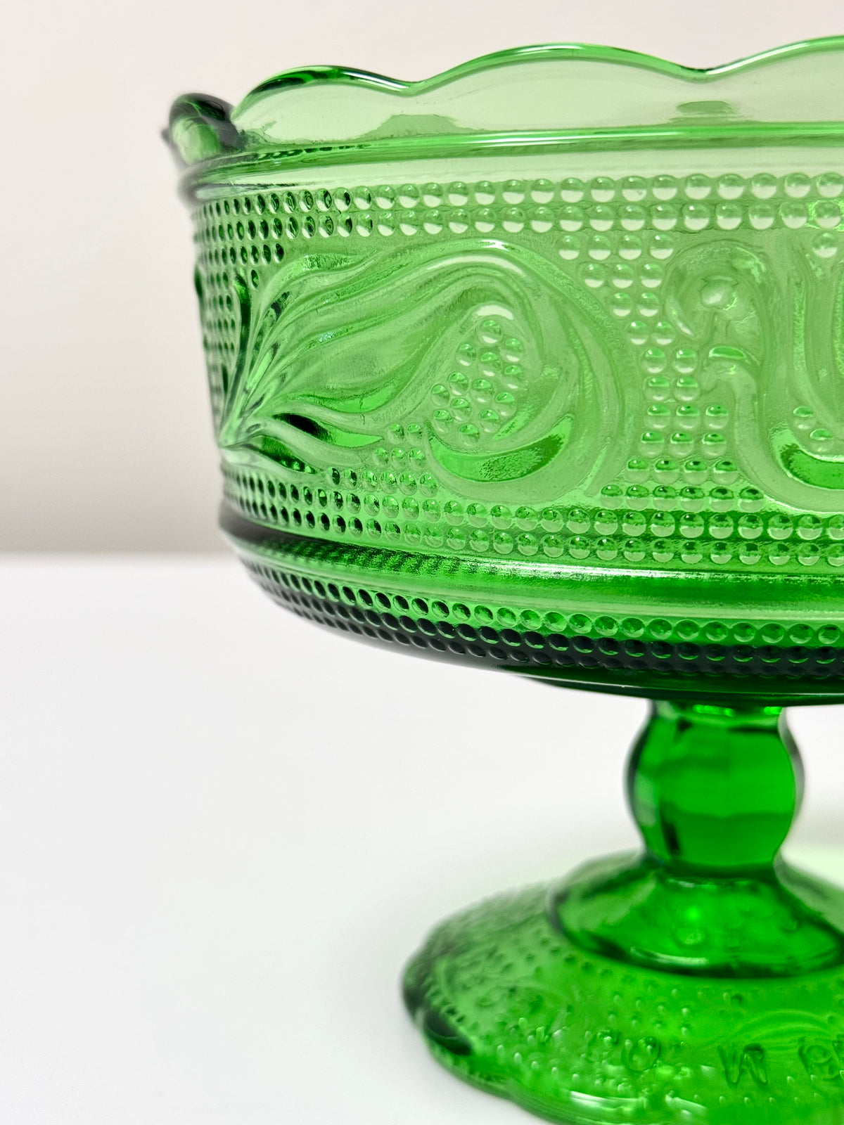 Vintage Emerald Green Footed Bowl