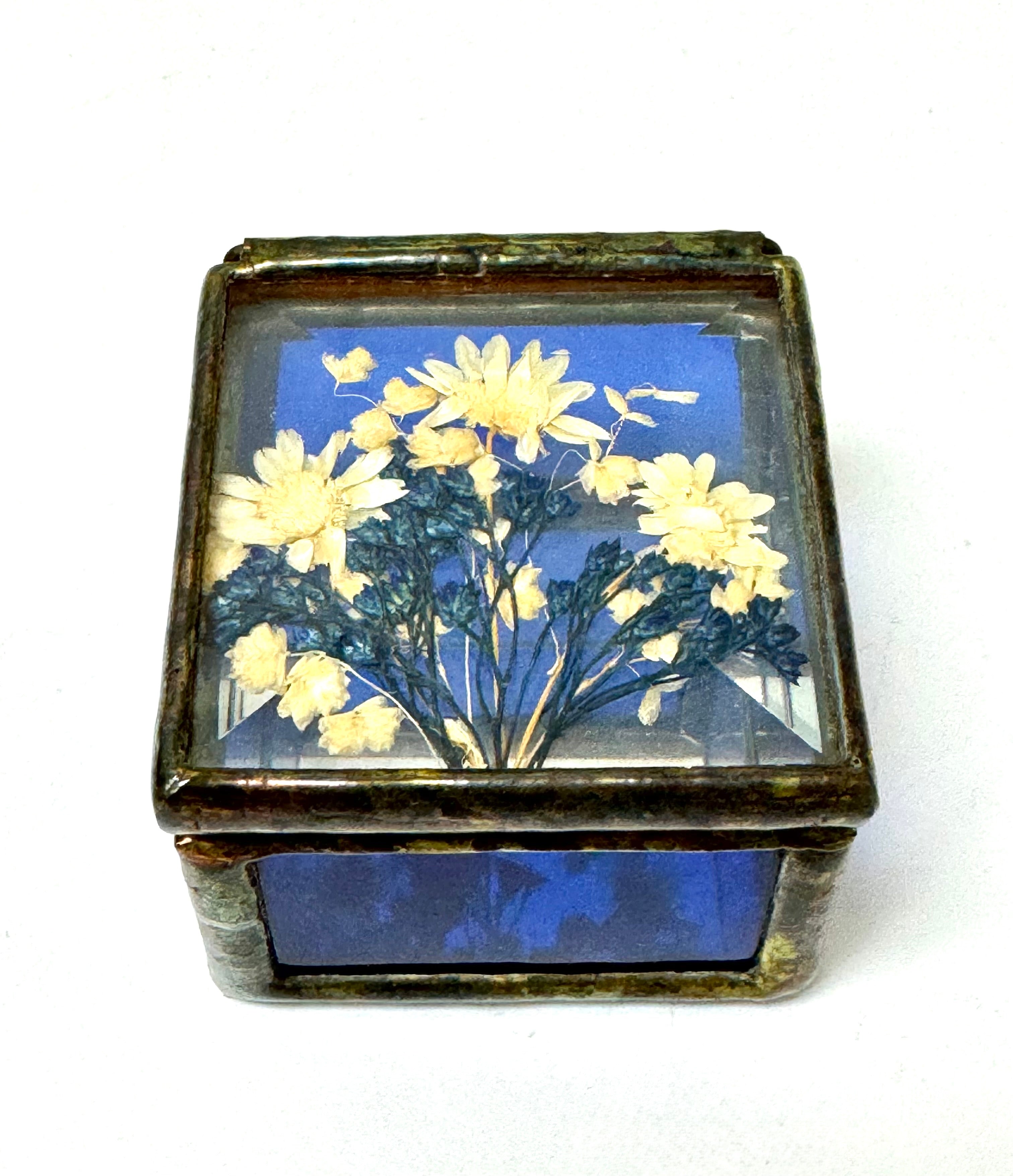 Stained Glass Box with Pressed Flowers