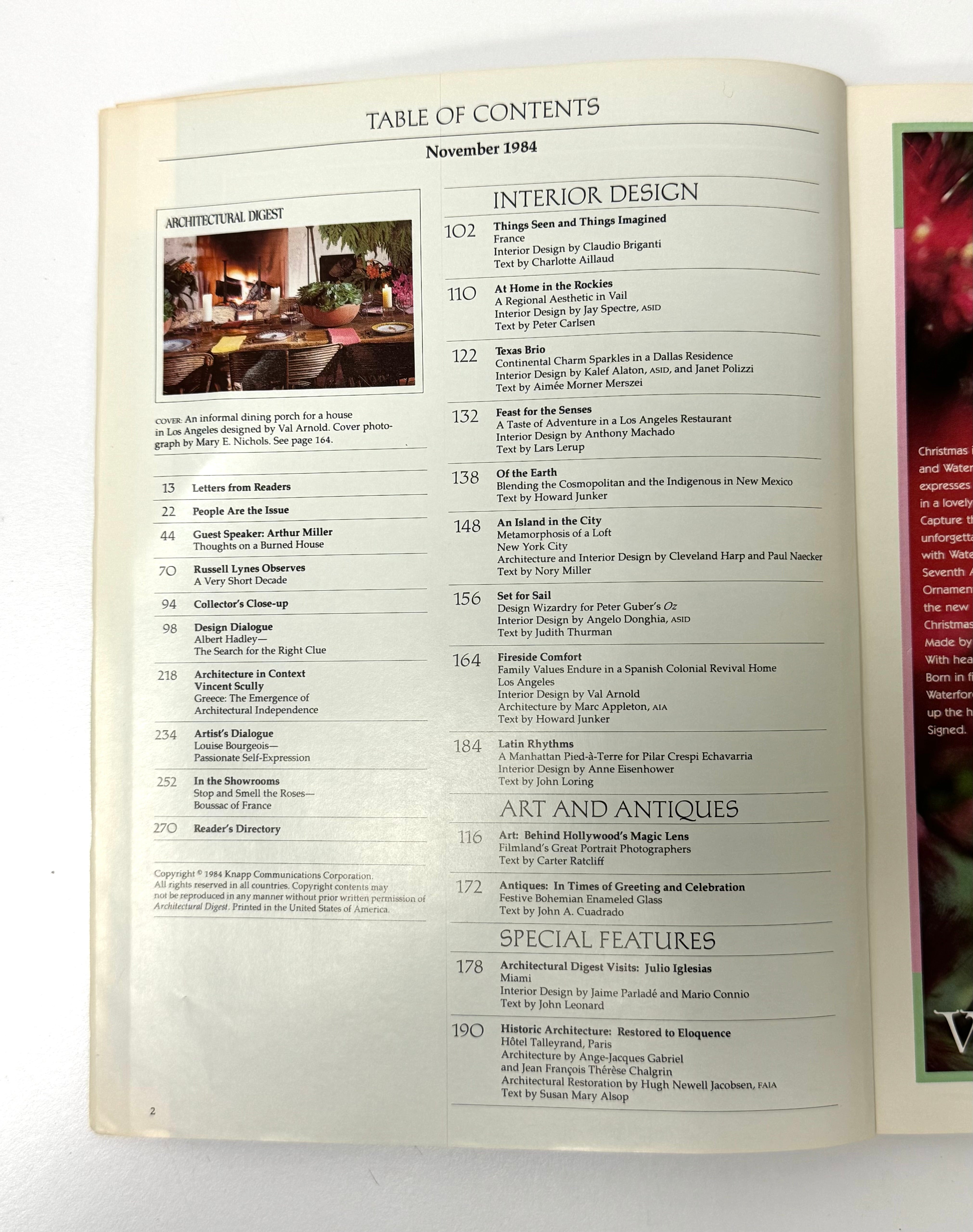 Vintage ARCHITECTURAL DIGEST November 1984