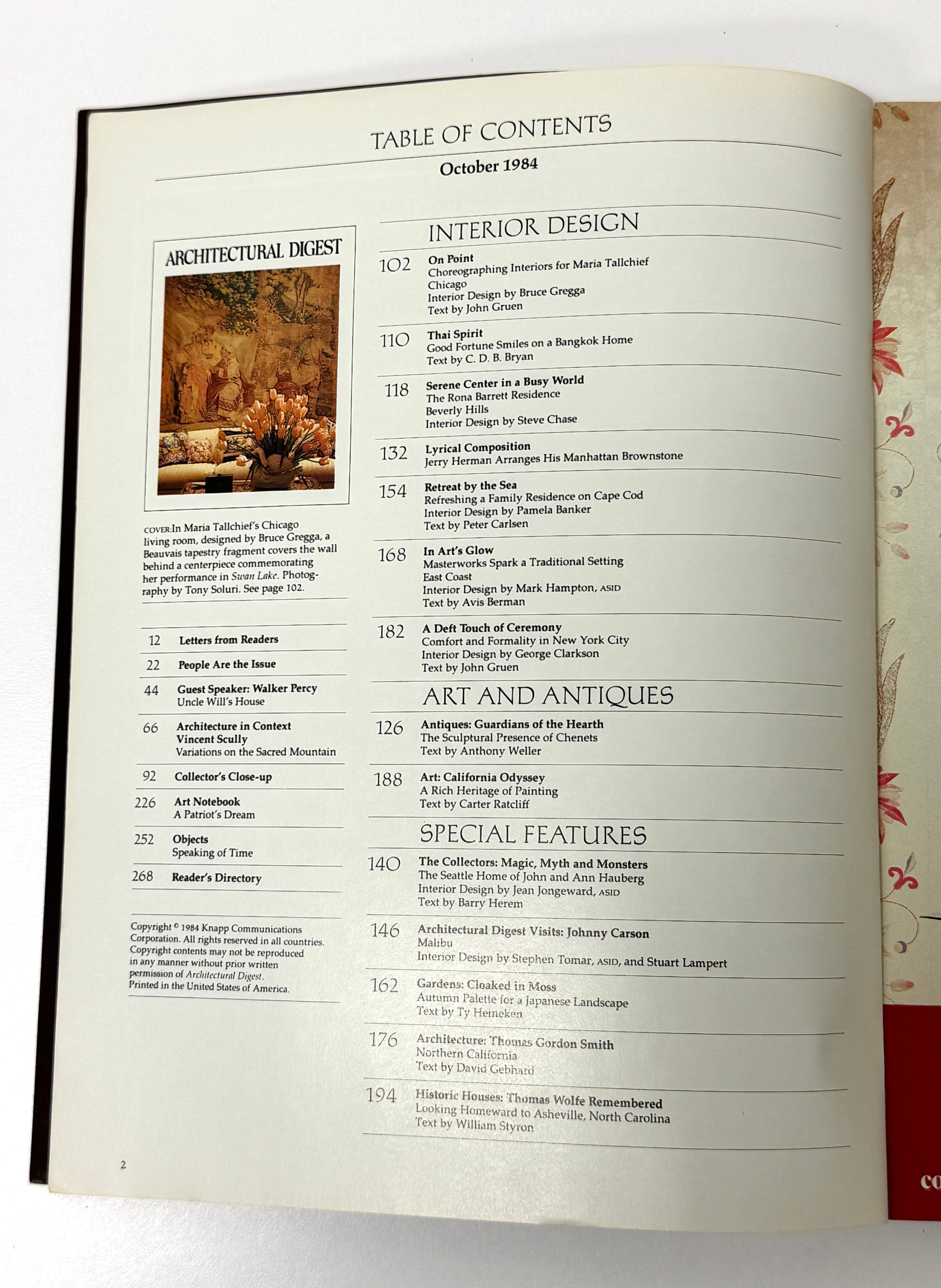 Vintage ARCHITECTURAL DIGEST October 1984