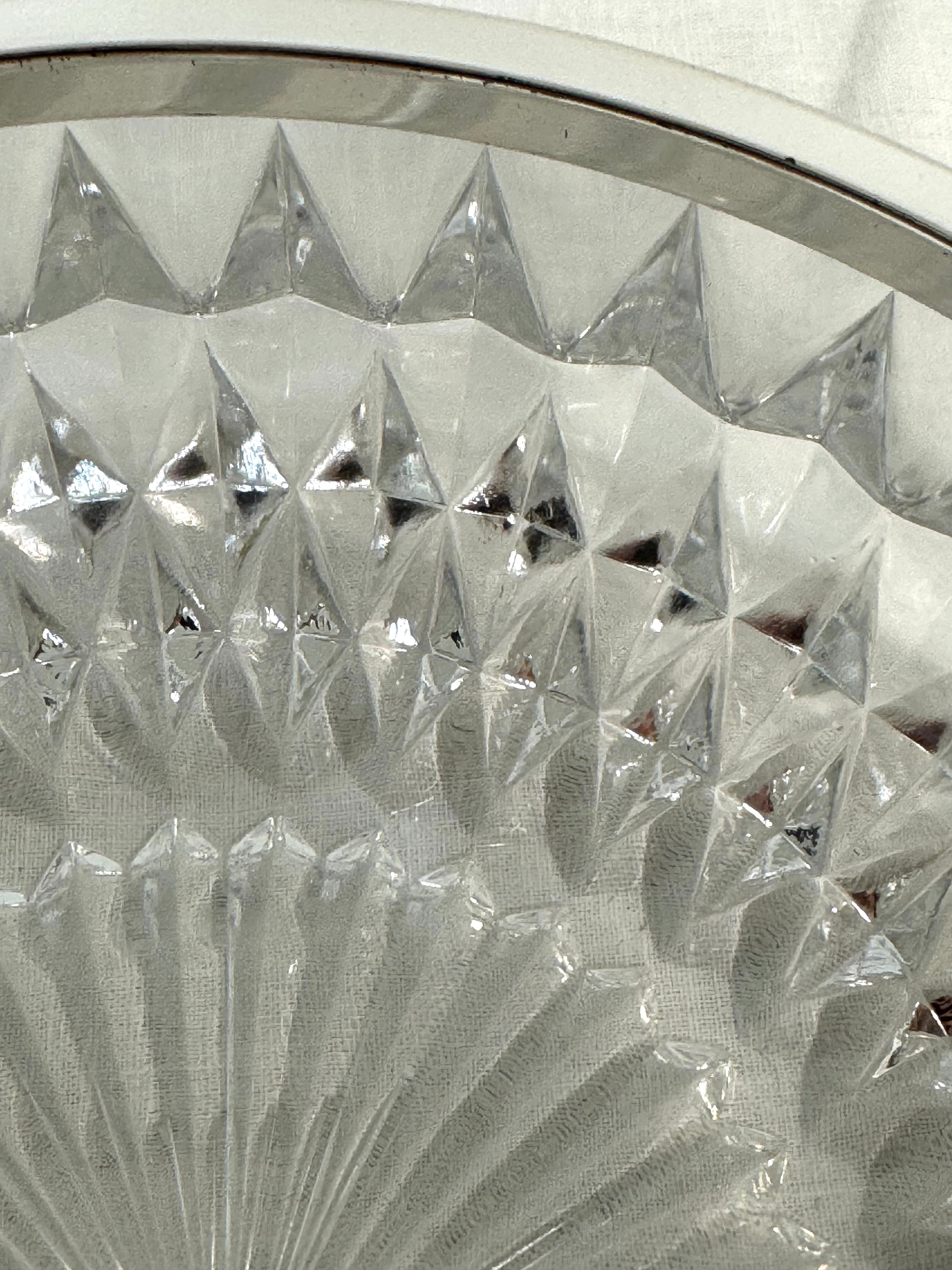 Cut Glass 9" Bowl with Silver Rim