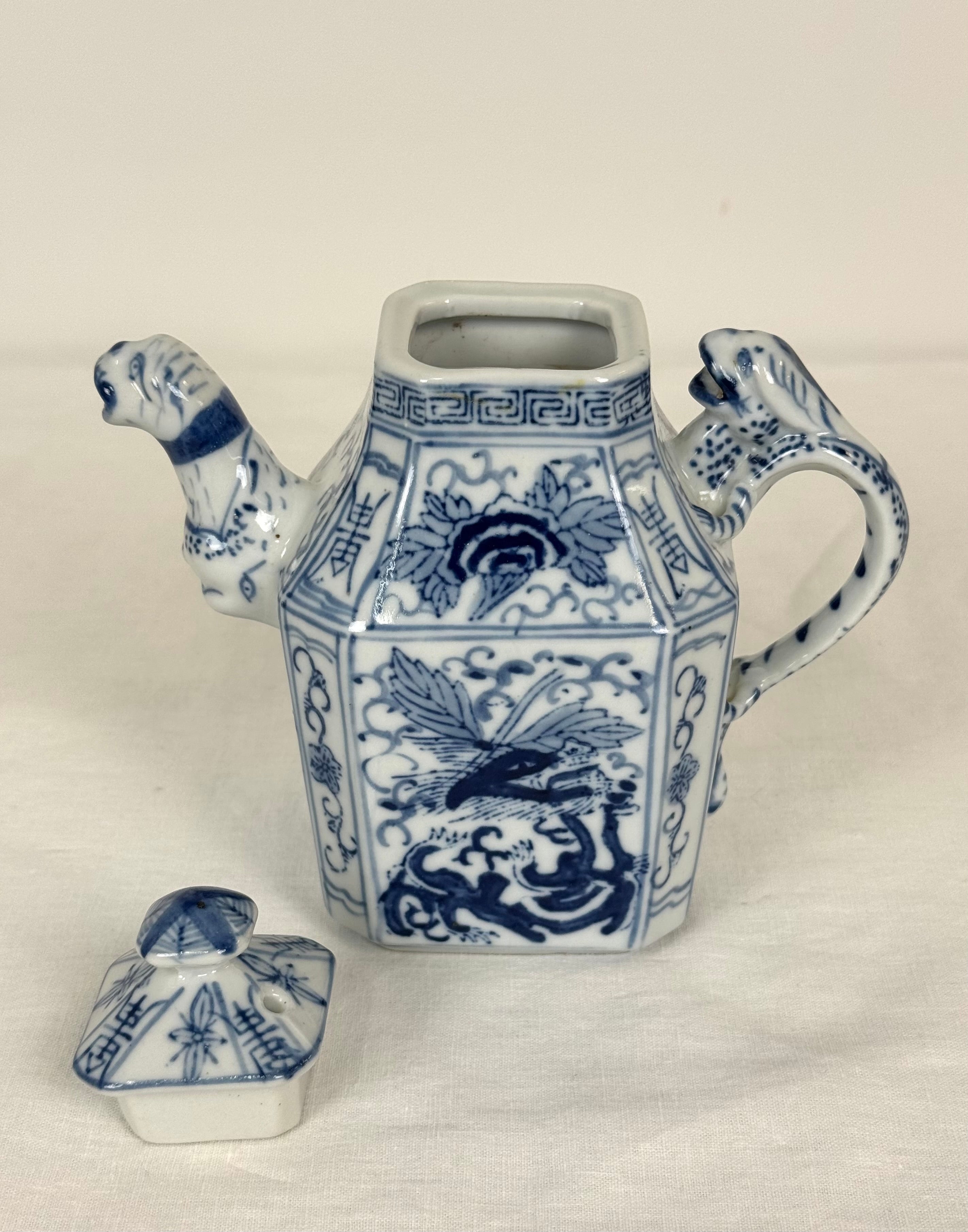 Vintage Blue & White Chinese Teapot