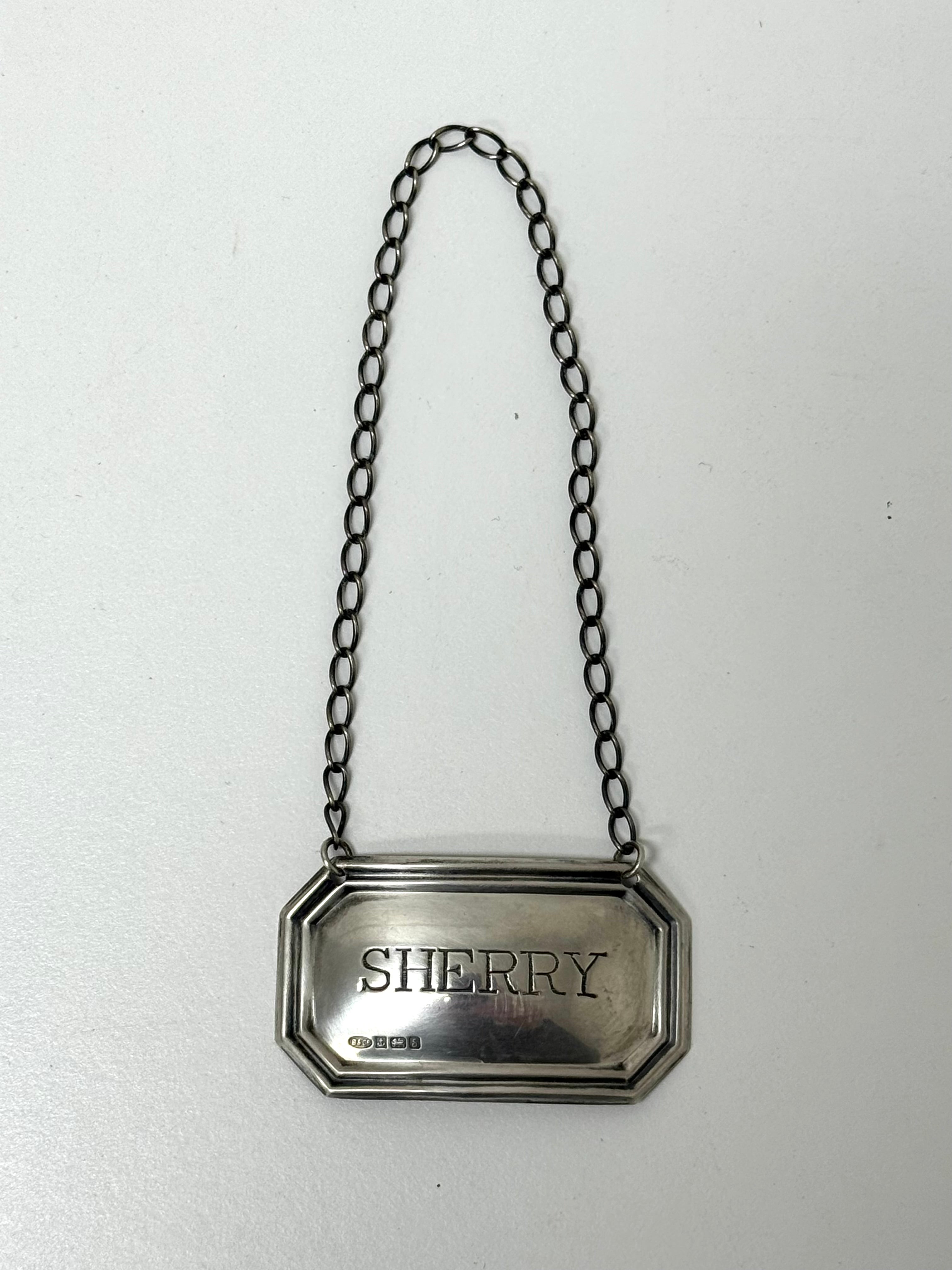 Sterling Silver 'Sherry' Decanter Label