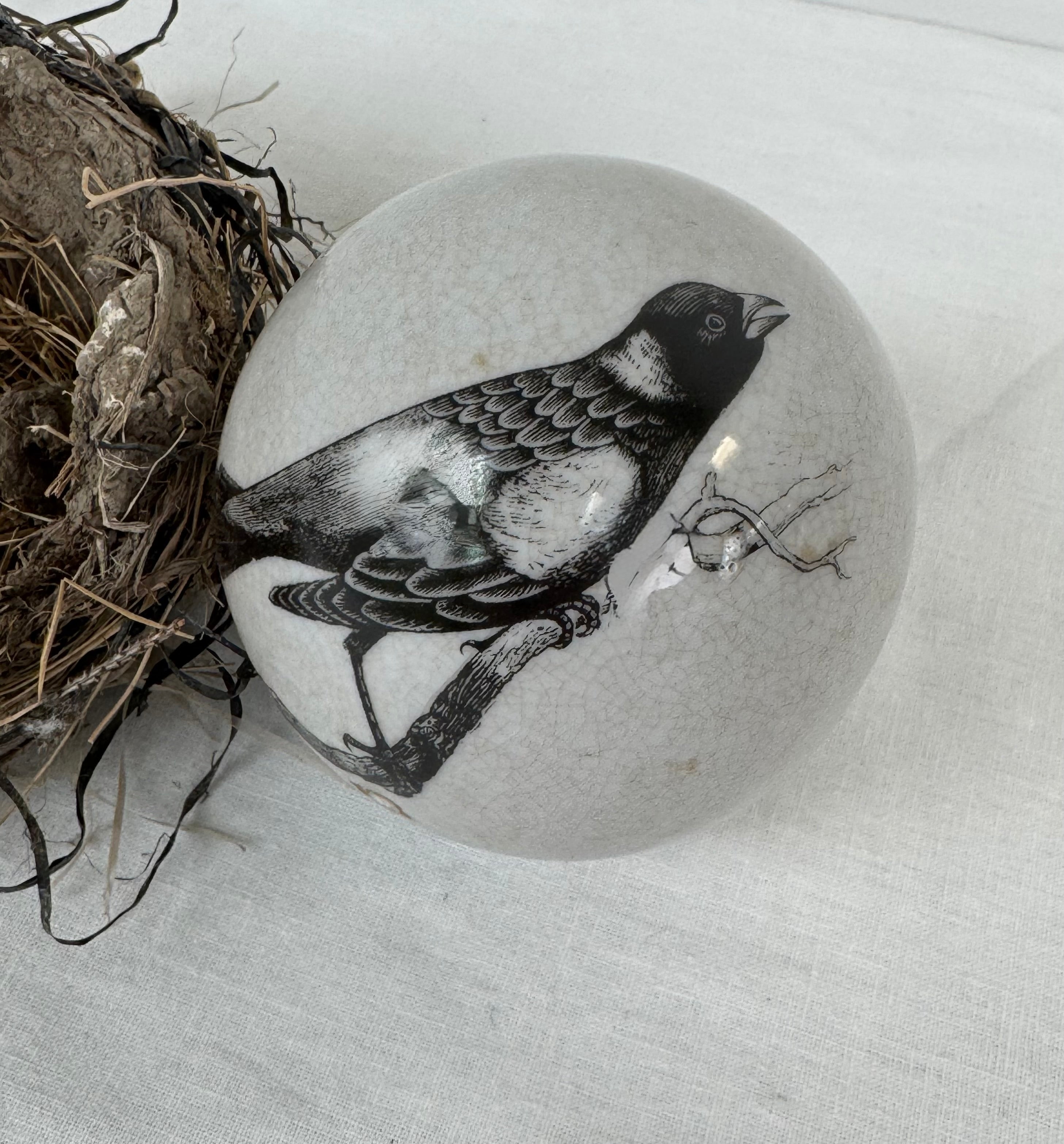 Crackled Glaze Decorative Bird Ball