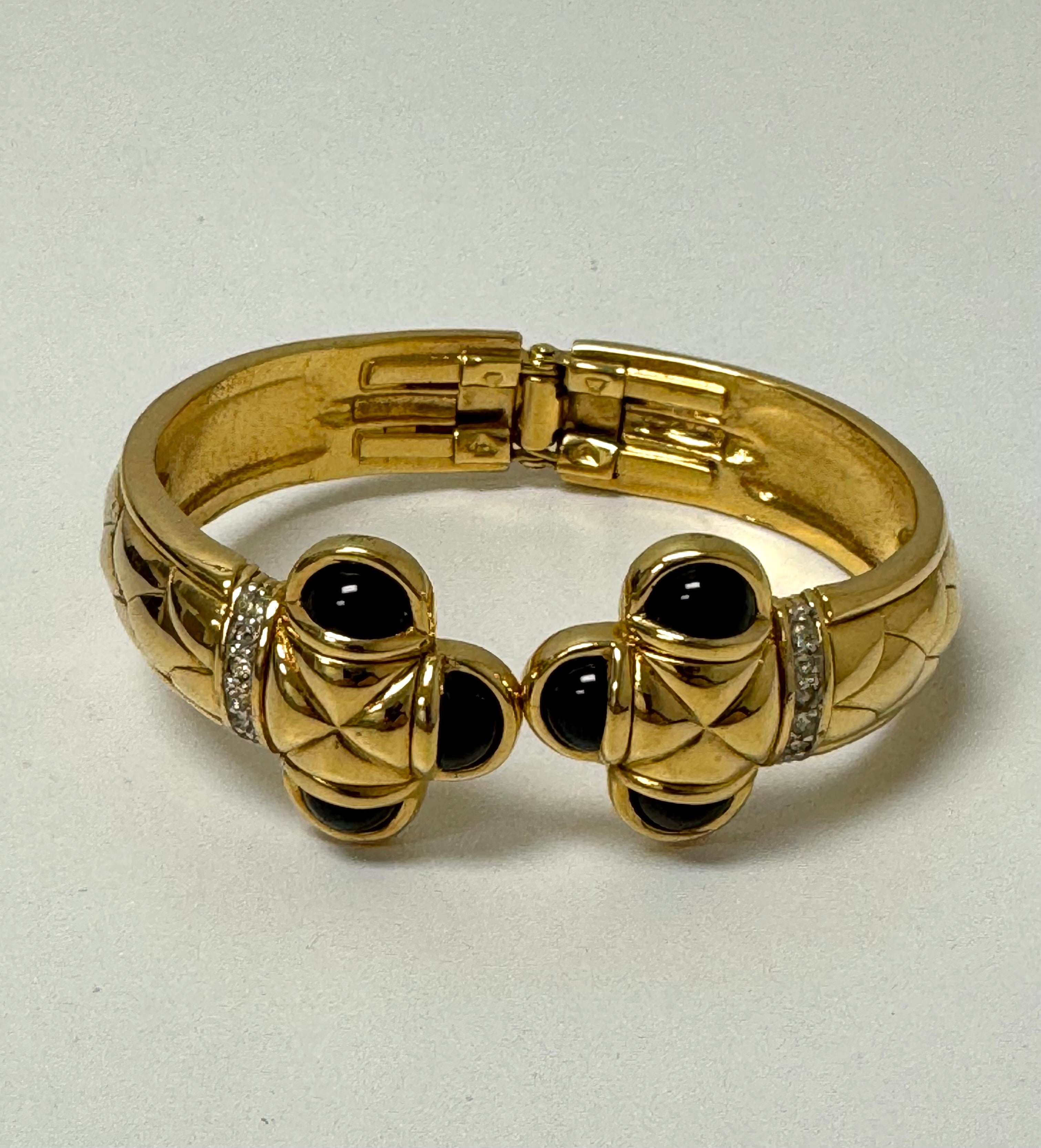 Vintage NINA RICCI Gold & Black Enamel Bracelet