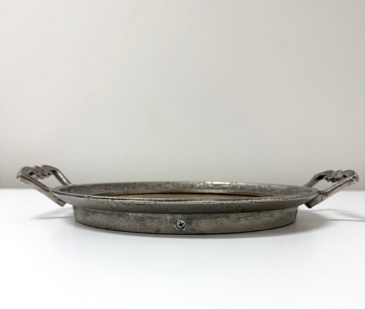 Embossed Metal & Wood Tray