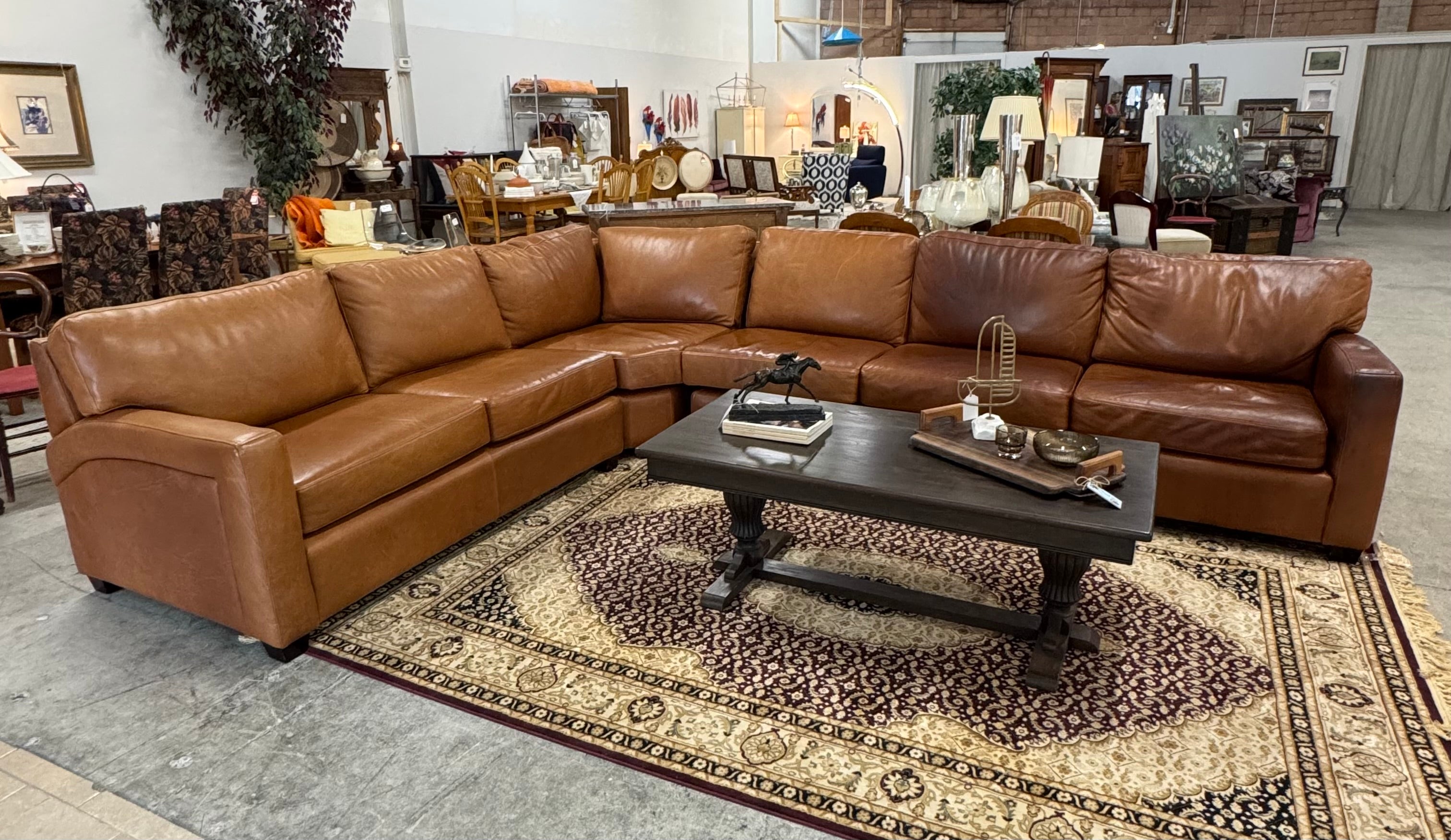 Caramel Leather L-shaped Sectional