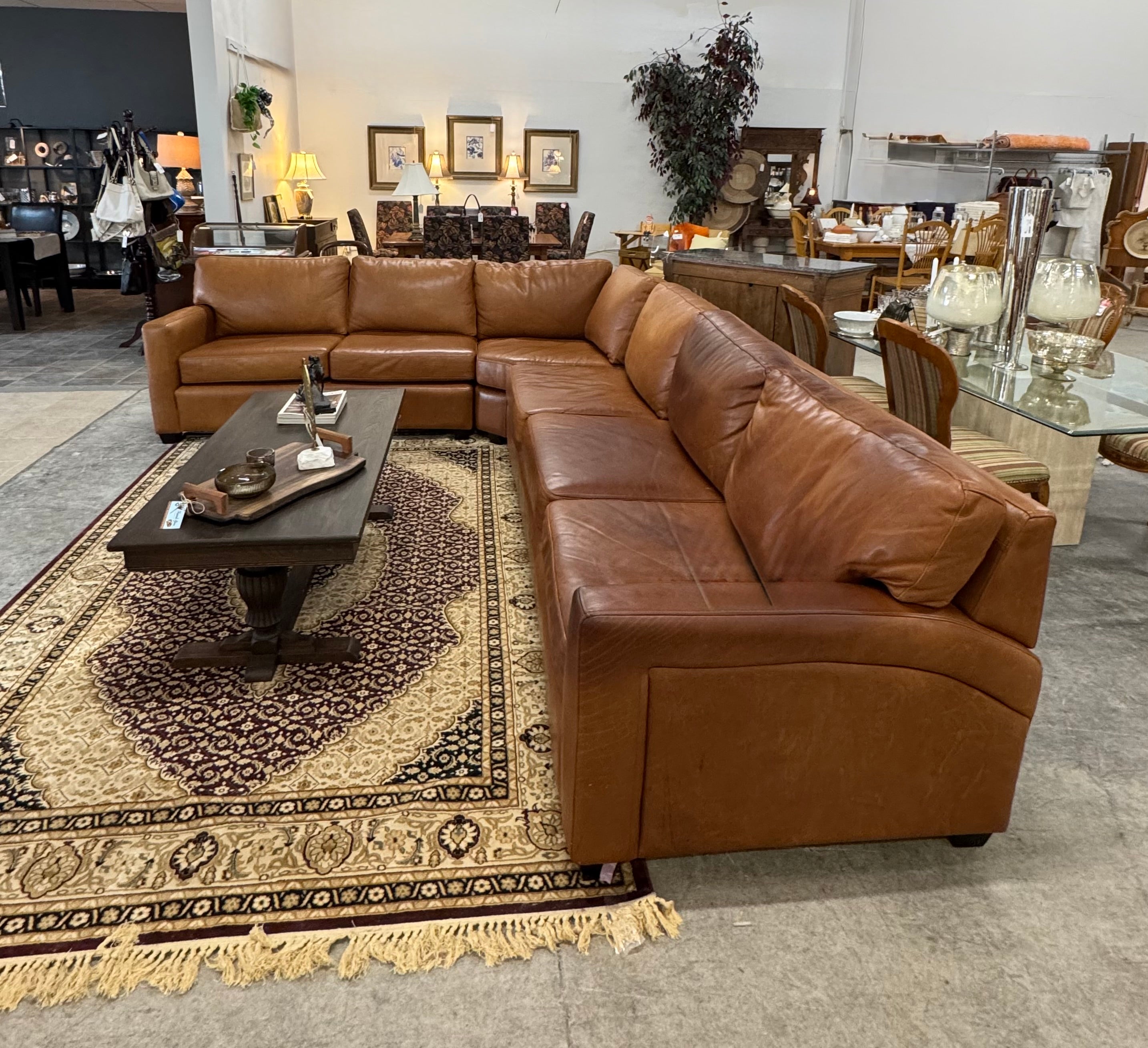 Caramel Leather L-shaped Sectional