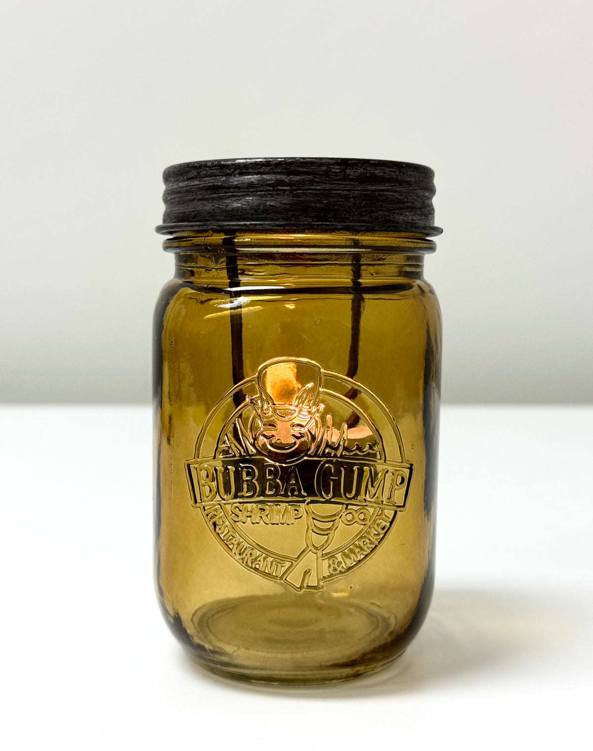 Bubba Gump Amber Mason Jar Candle Holder