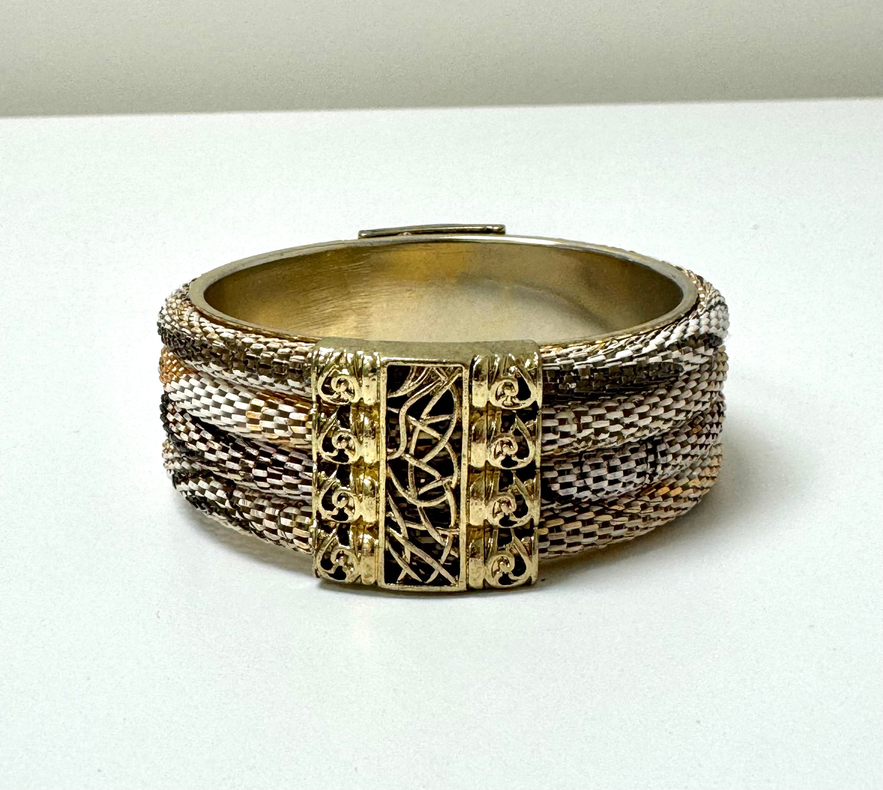 Ivory & Bronze Mesh Rope Bracelet