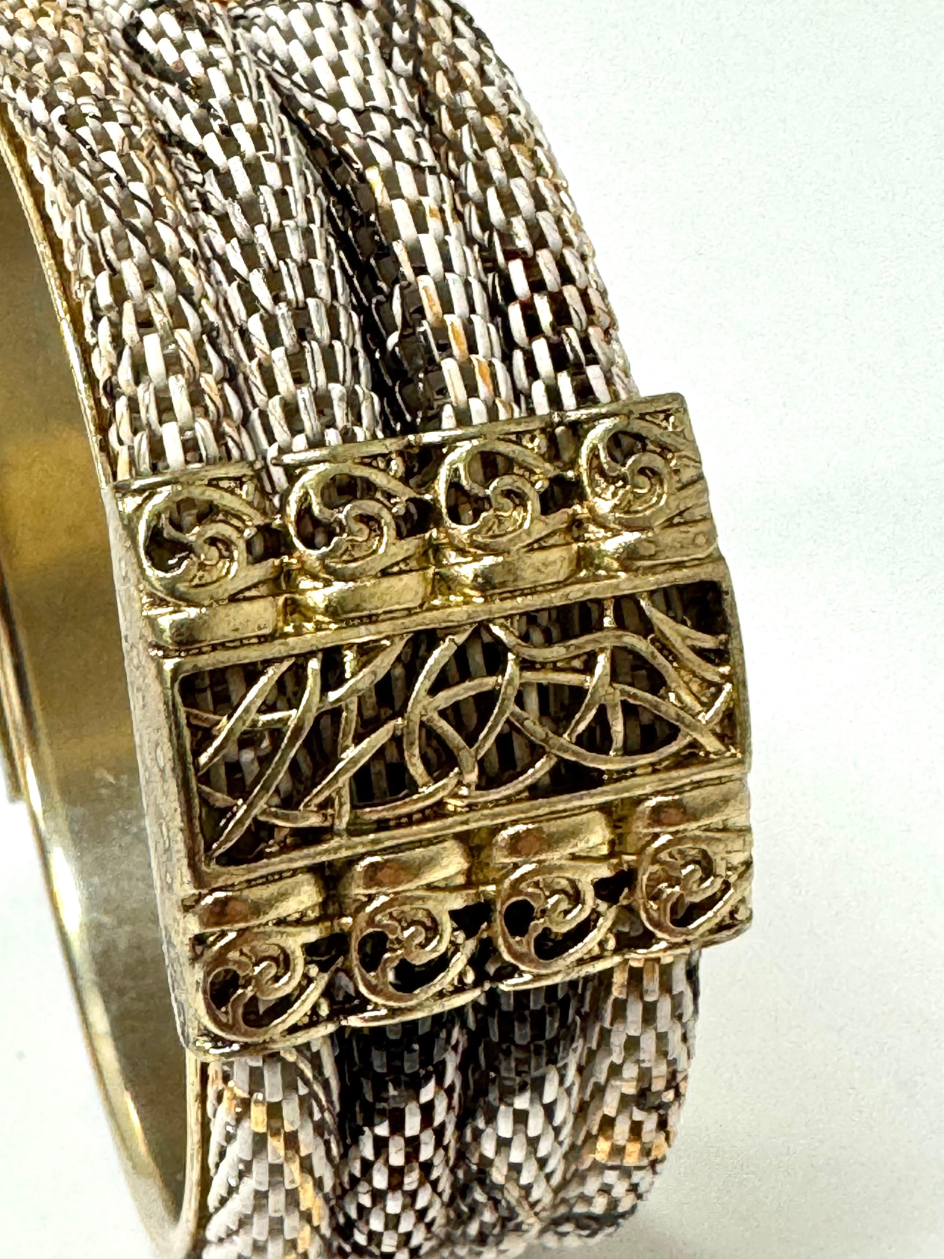Ivory & Bronze Mesh Rope Bracelet