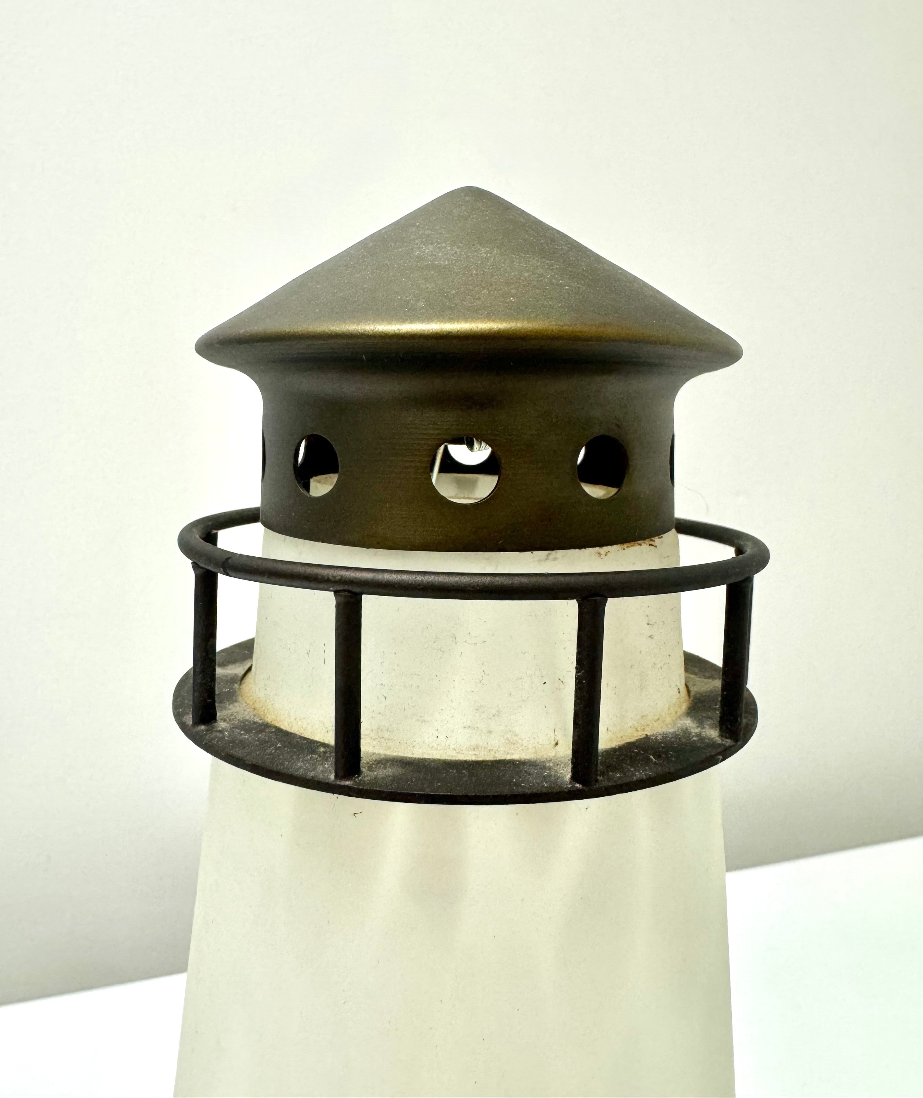 Vintage Frosted Glass Lighthouse Lamp