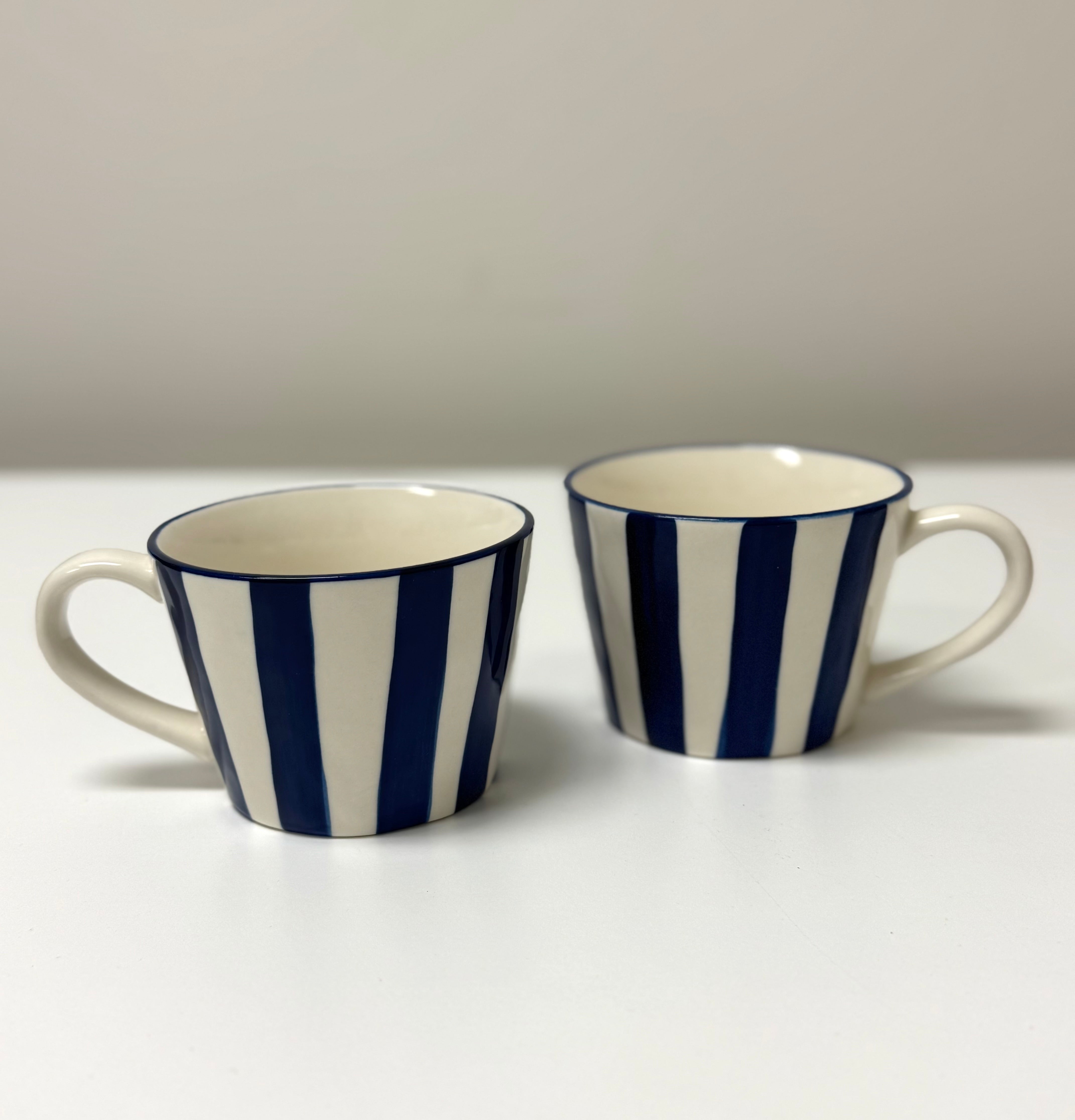 ABBOTT Blue & White Stripe Mugs Set of 2