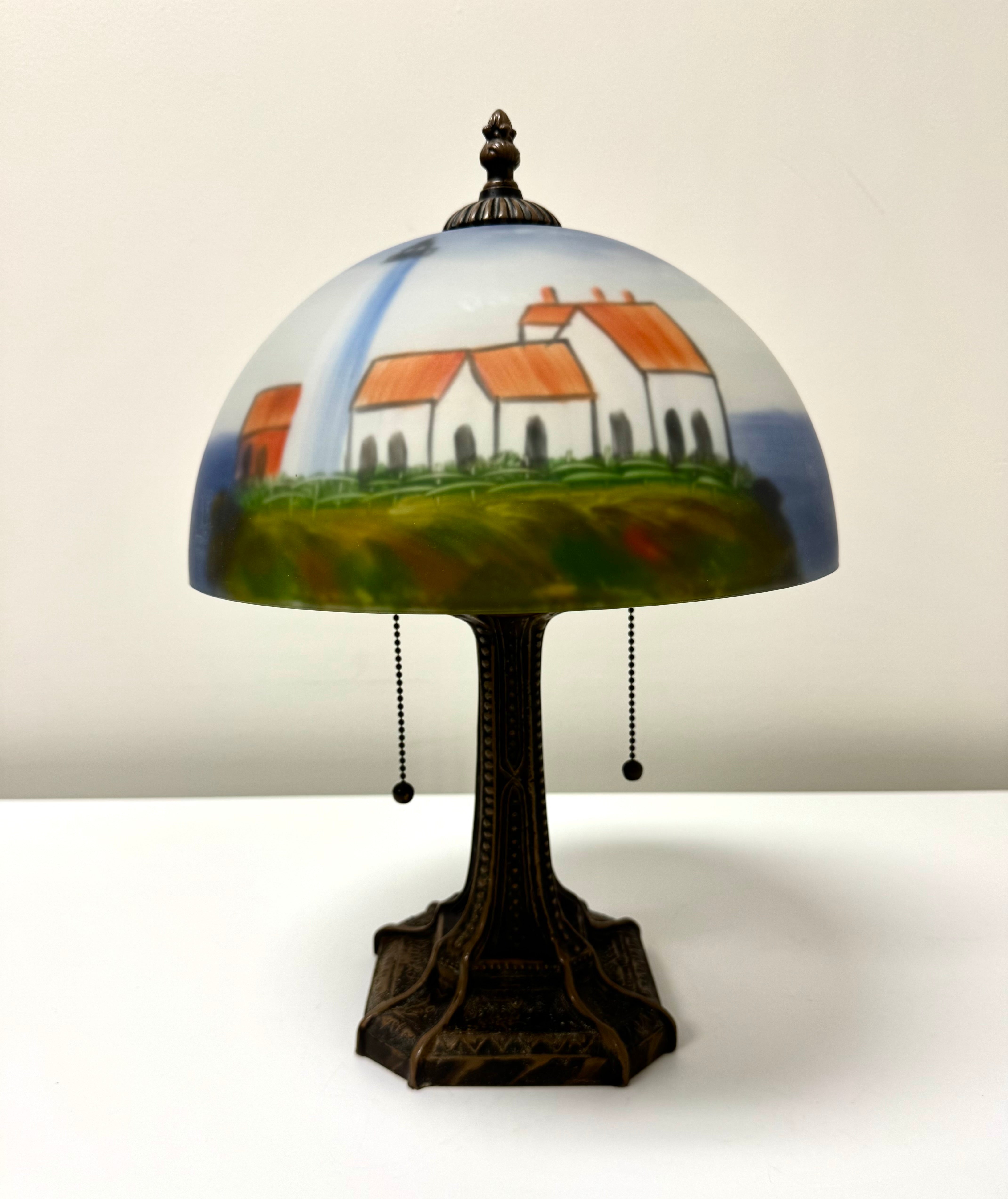 Reverse-painted Glass Lighthouse Lamp