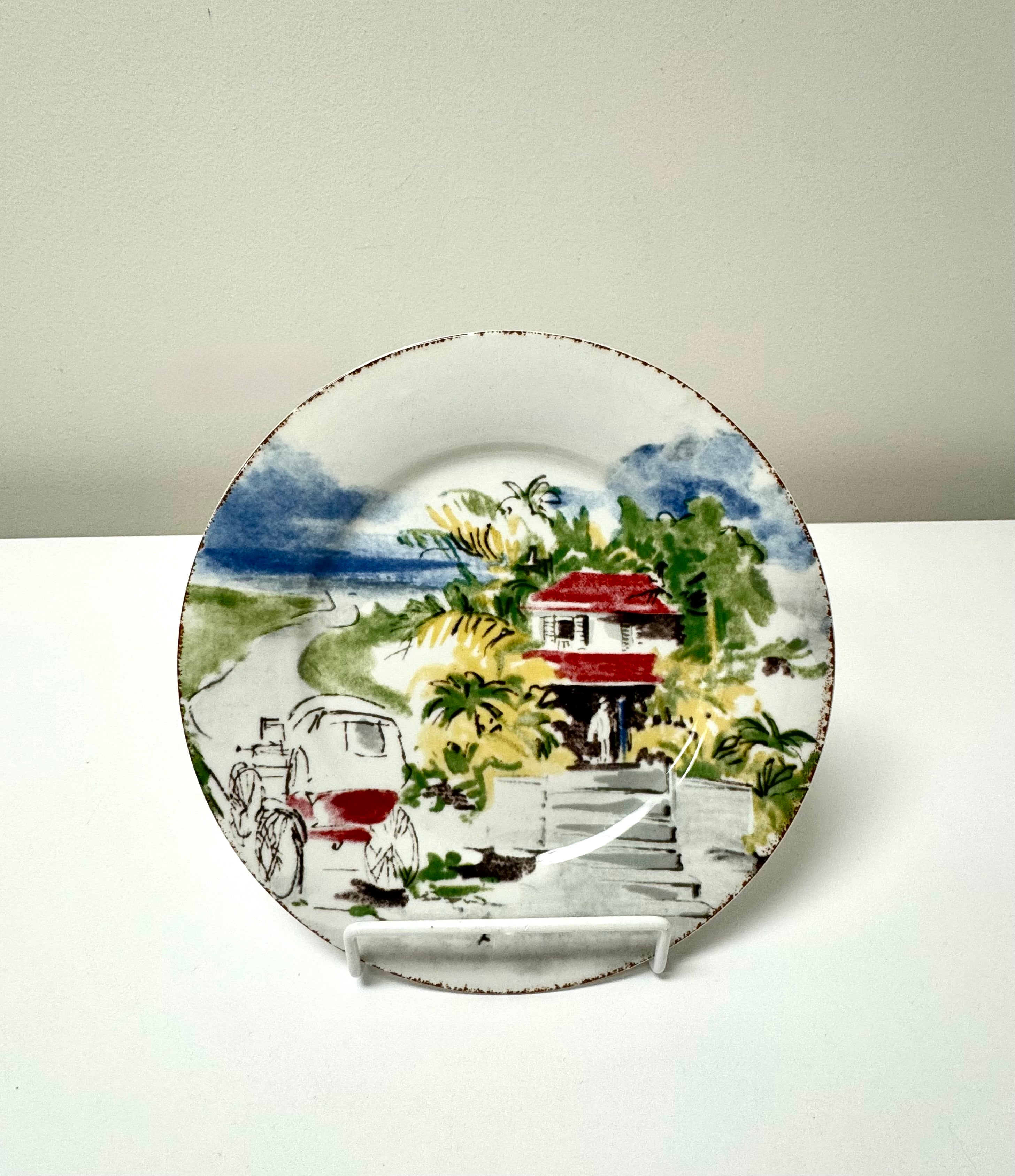 Vintage PIER 1 'Destination' 7-1/2" Plates Set of 7
