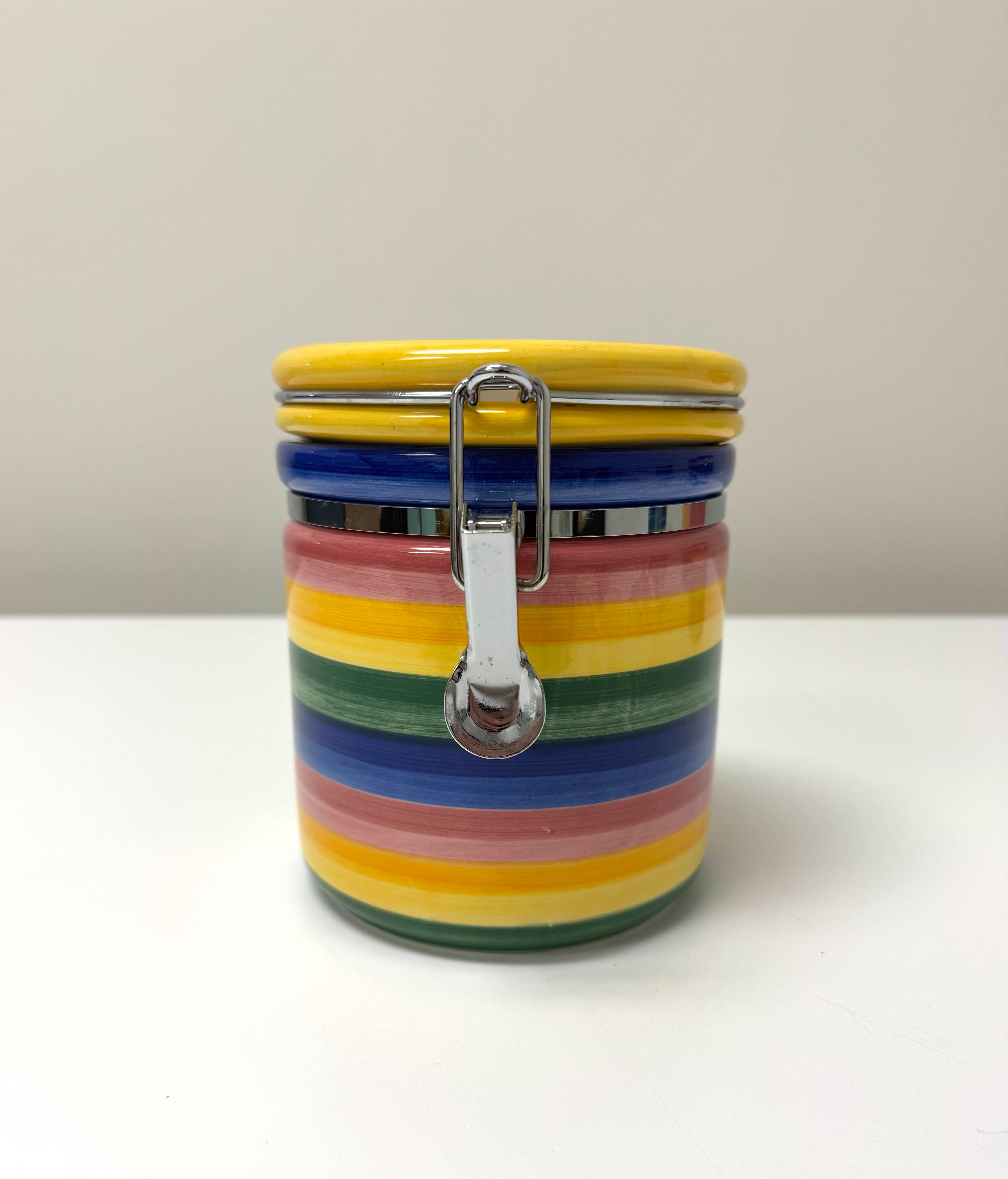 Hand-painted Multi-stripe 6" Canister