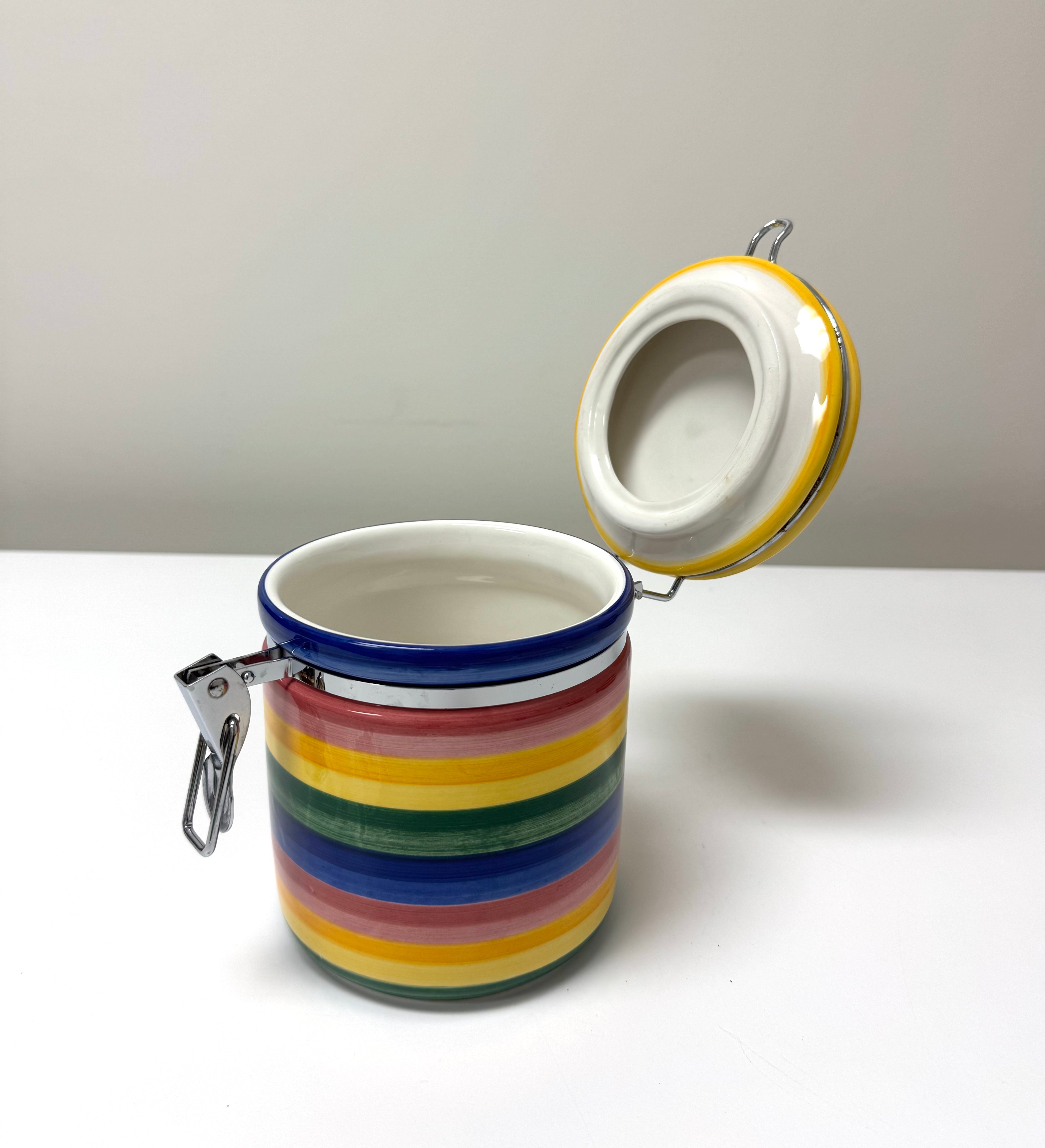 Hand-painted Multi-stripe 6" Canister