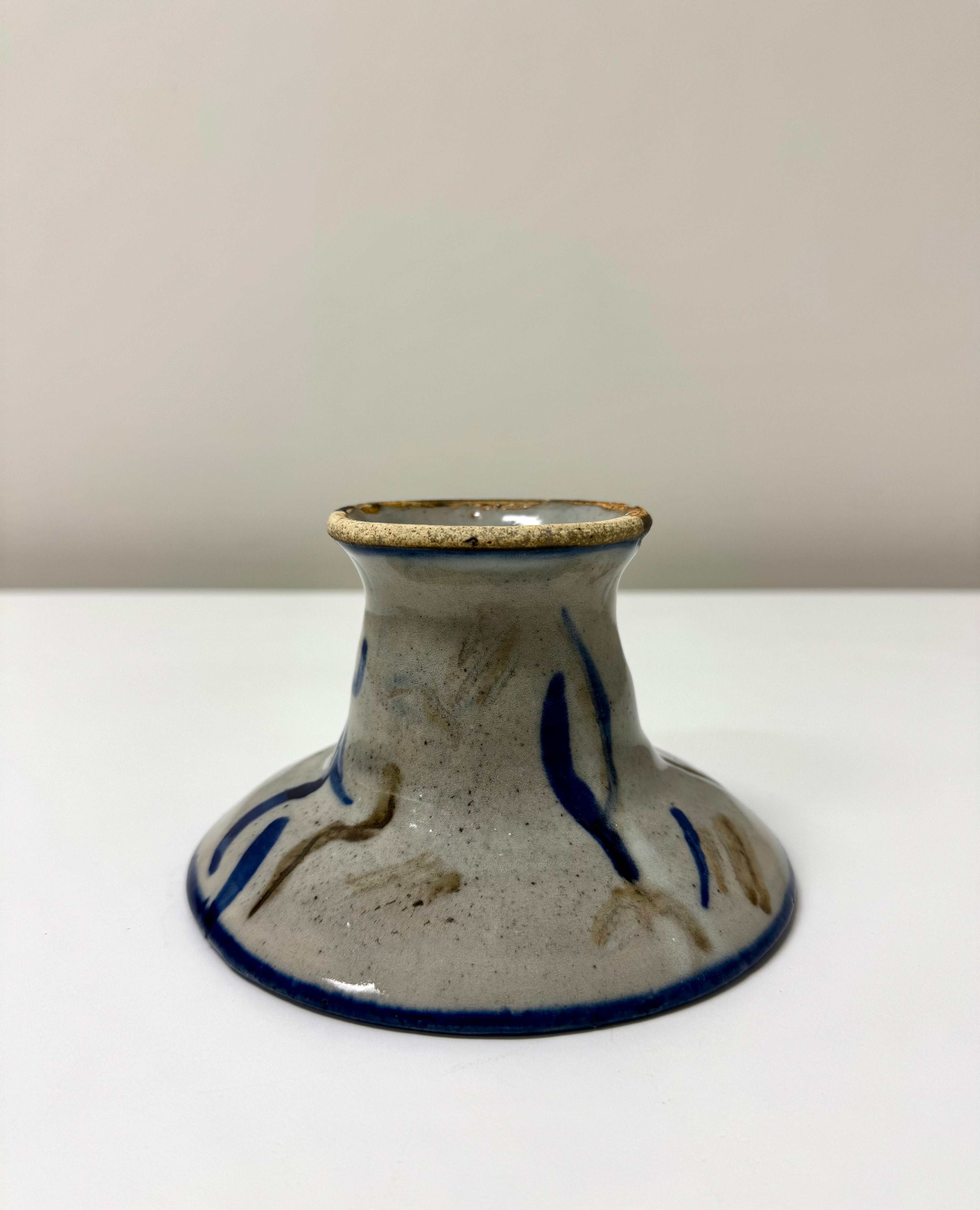 Hand-painted Stoneware Candle Holder