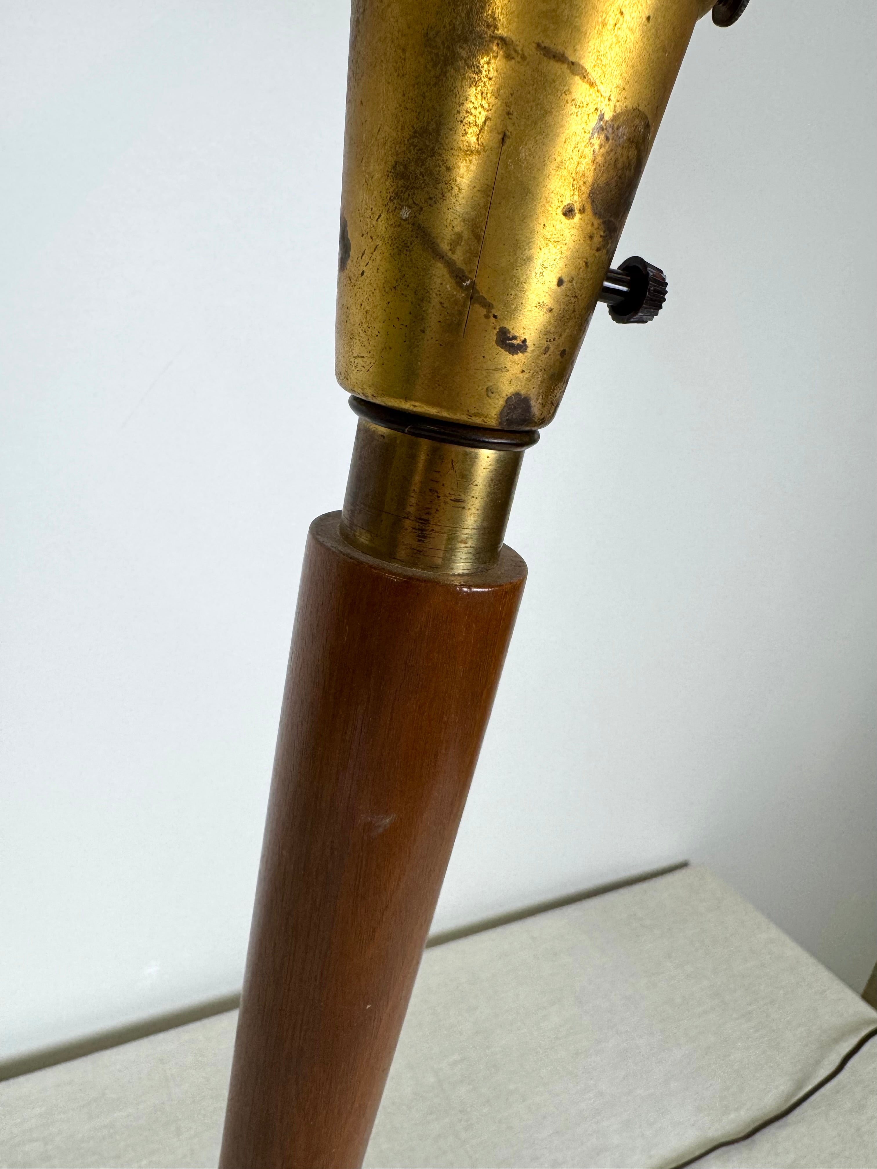 Vintage MCM Teak and Brass Lamp