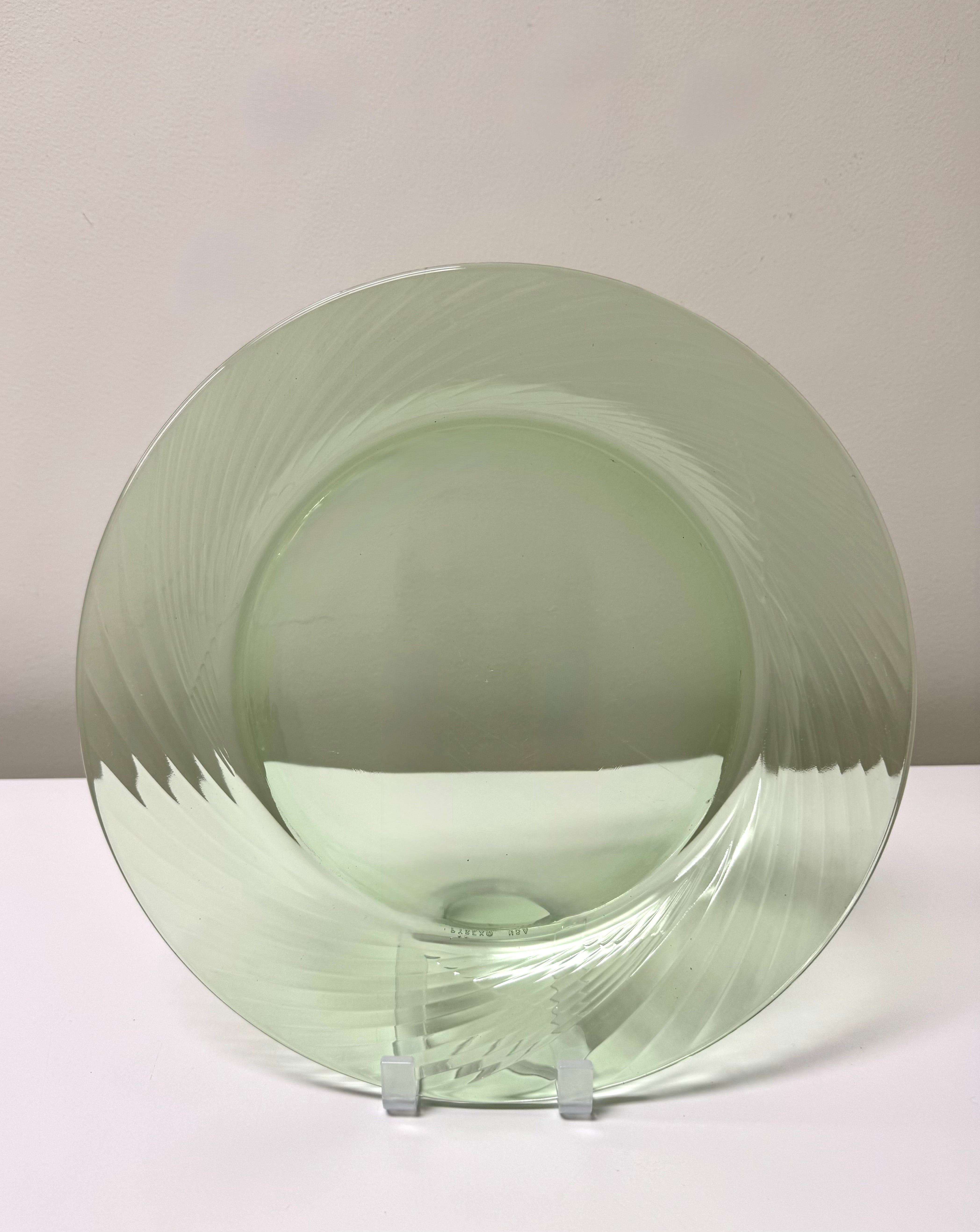Vintage PYREX 'Festiva' Spring Green Swirl 12" Plates Set of 8