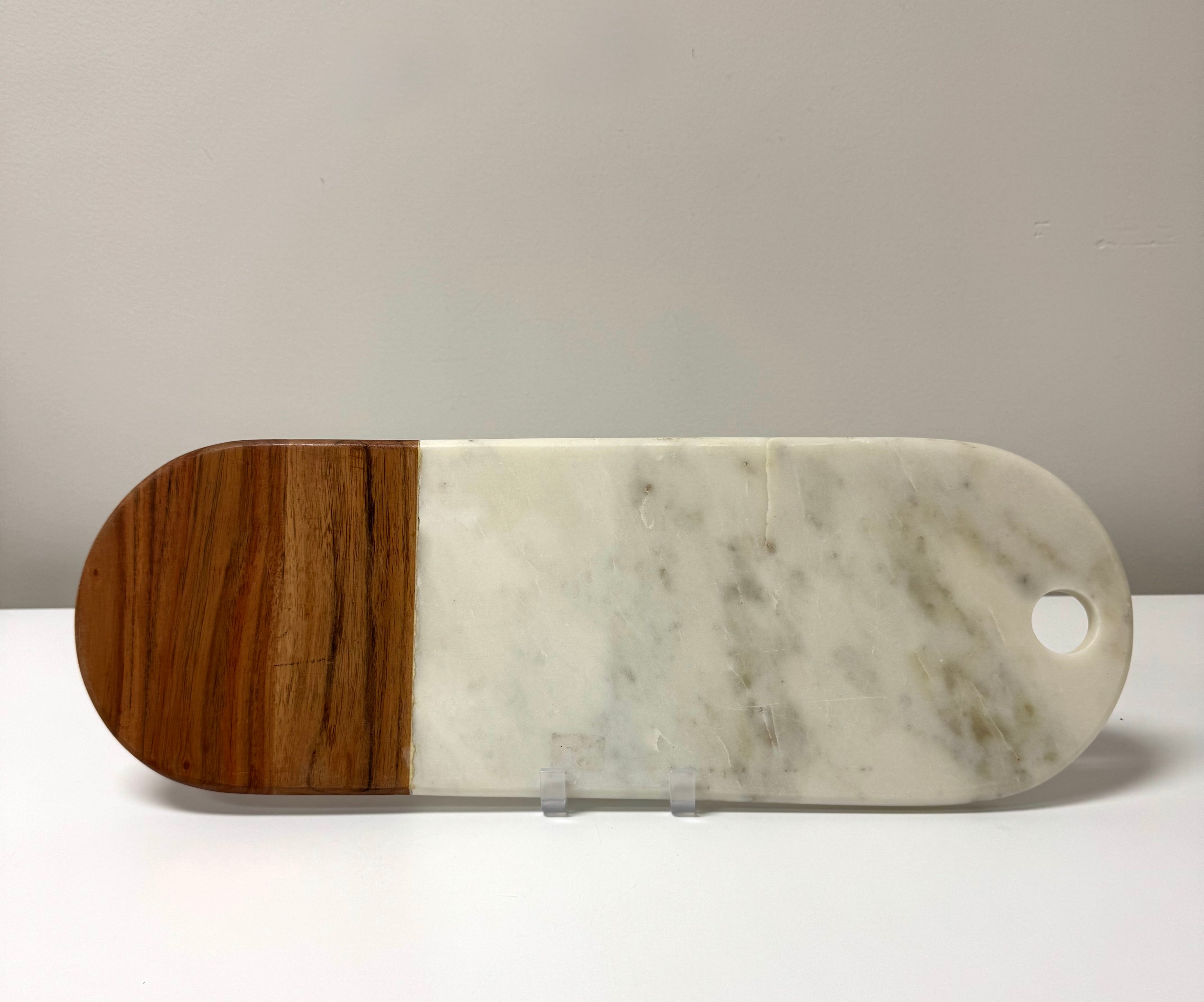 White Marble & Wood Cheese Board
