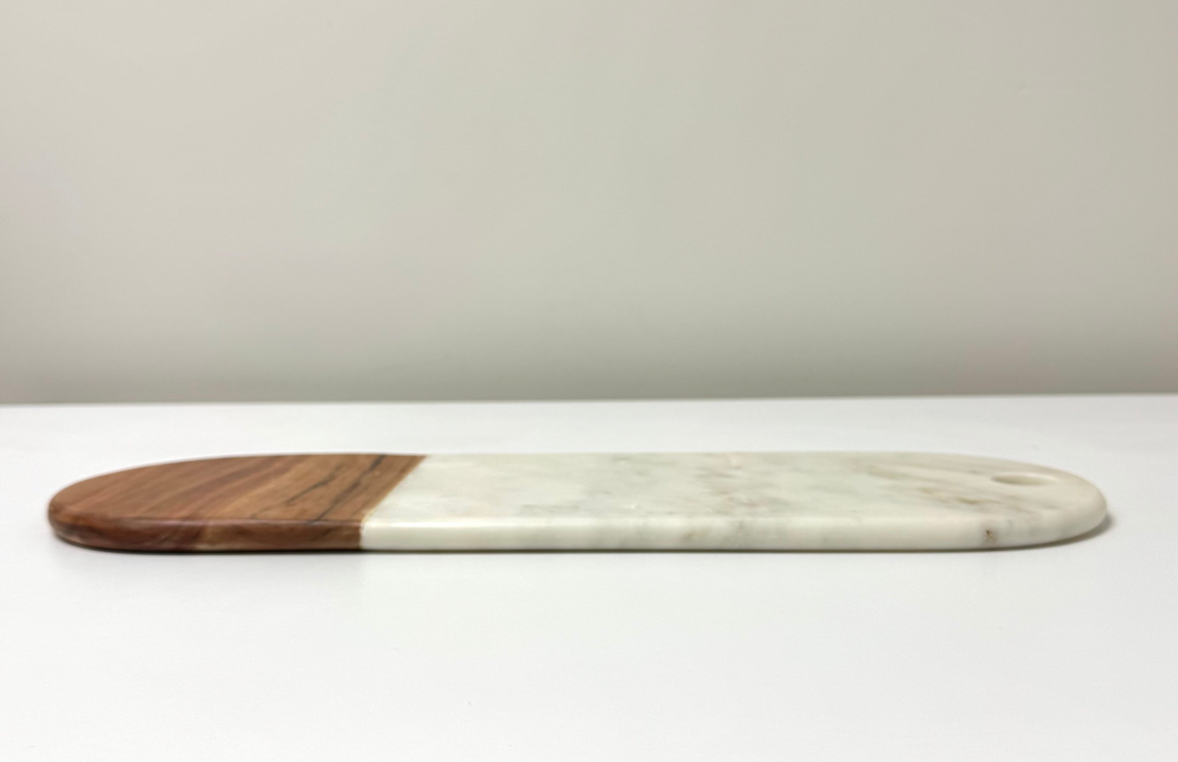 White Marble & Wood Cheese Board