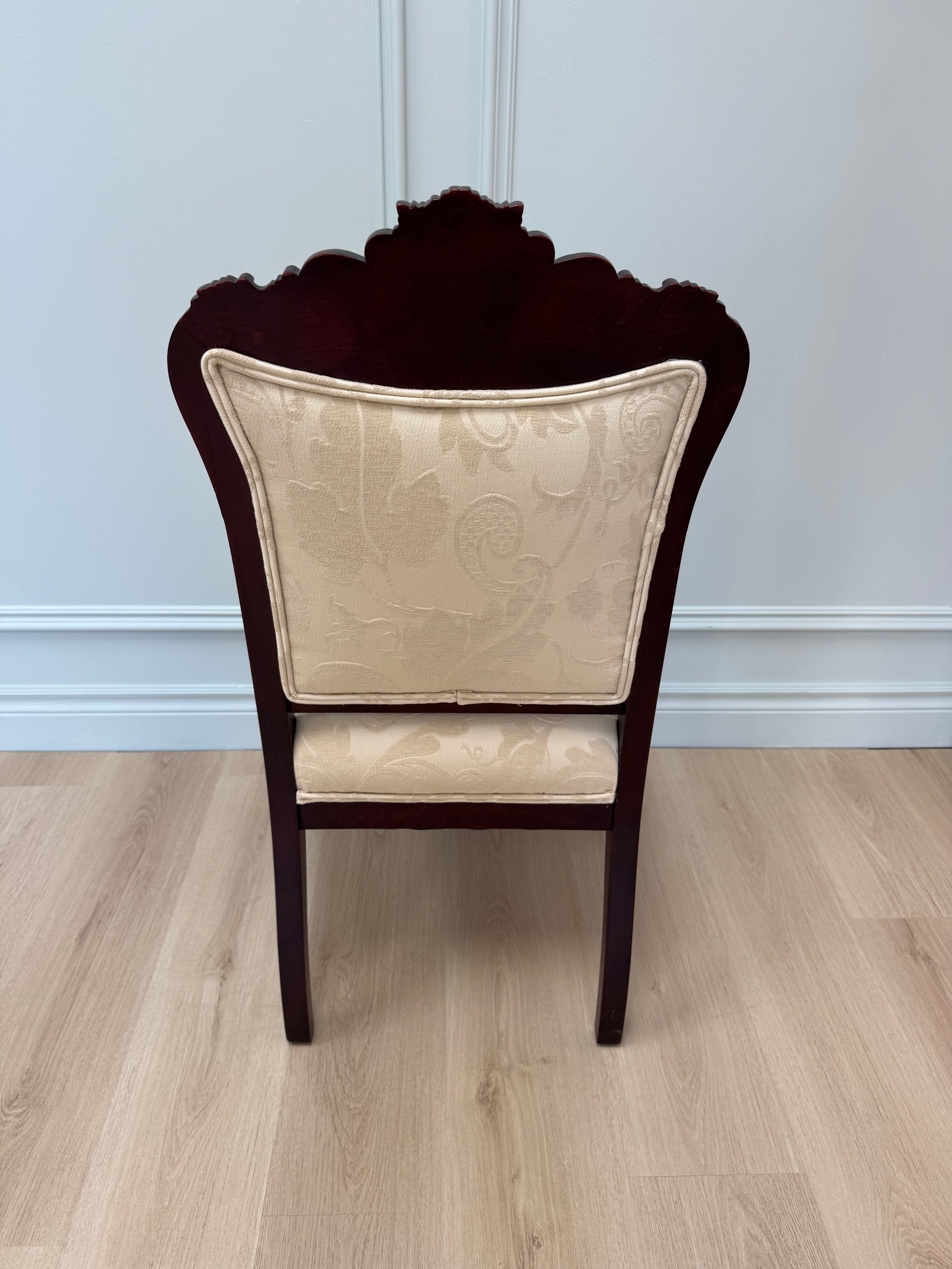 Antique Ivory Damask Chair