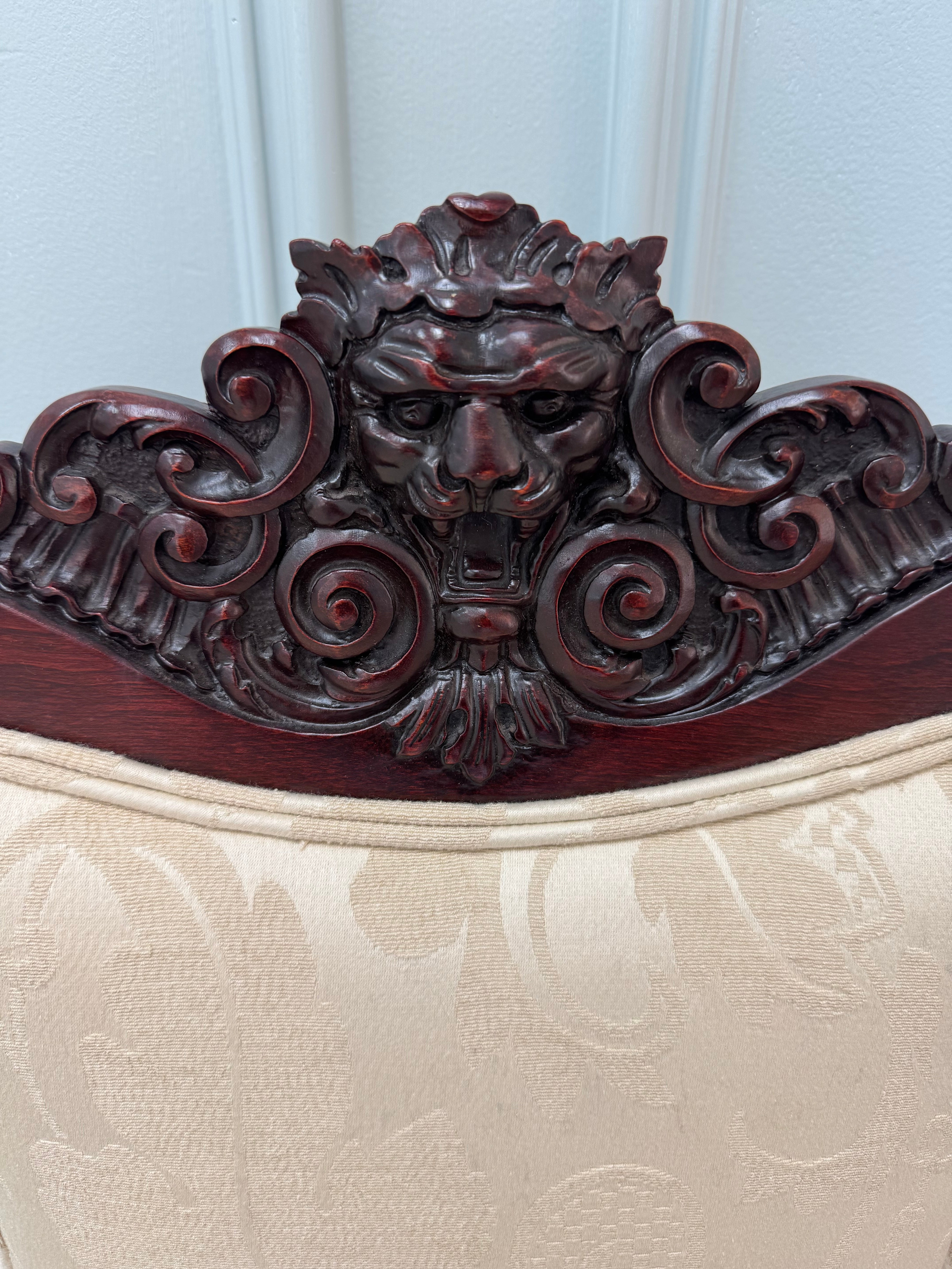 Antique Ivory Damask Chair