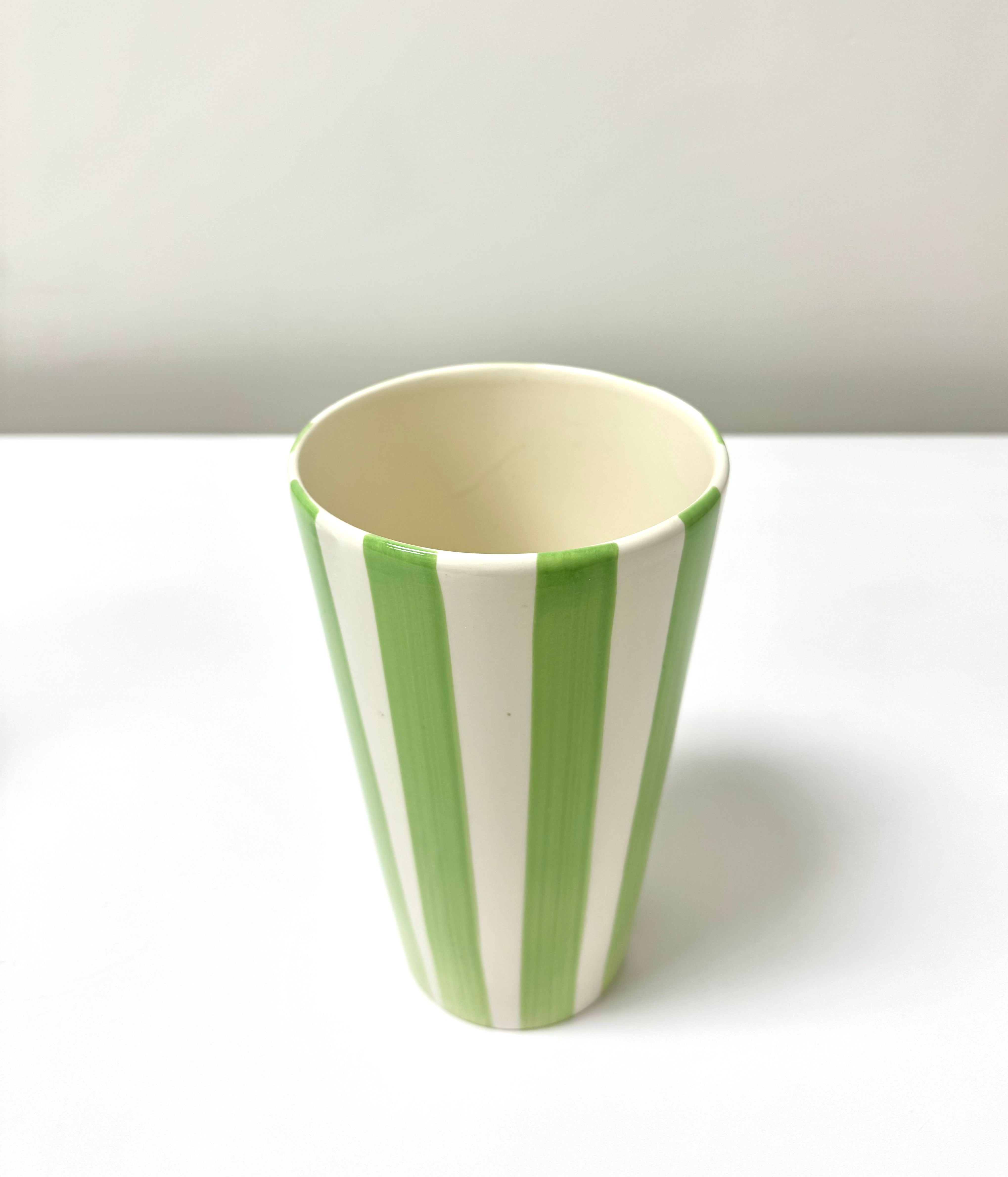 Apple Green Striped 8" Vase