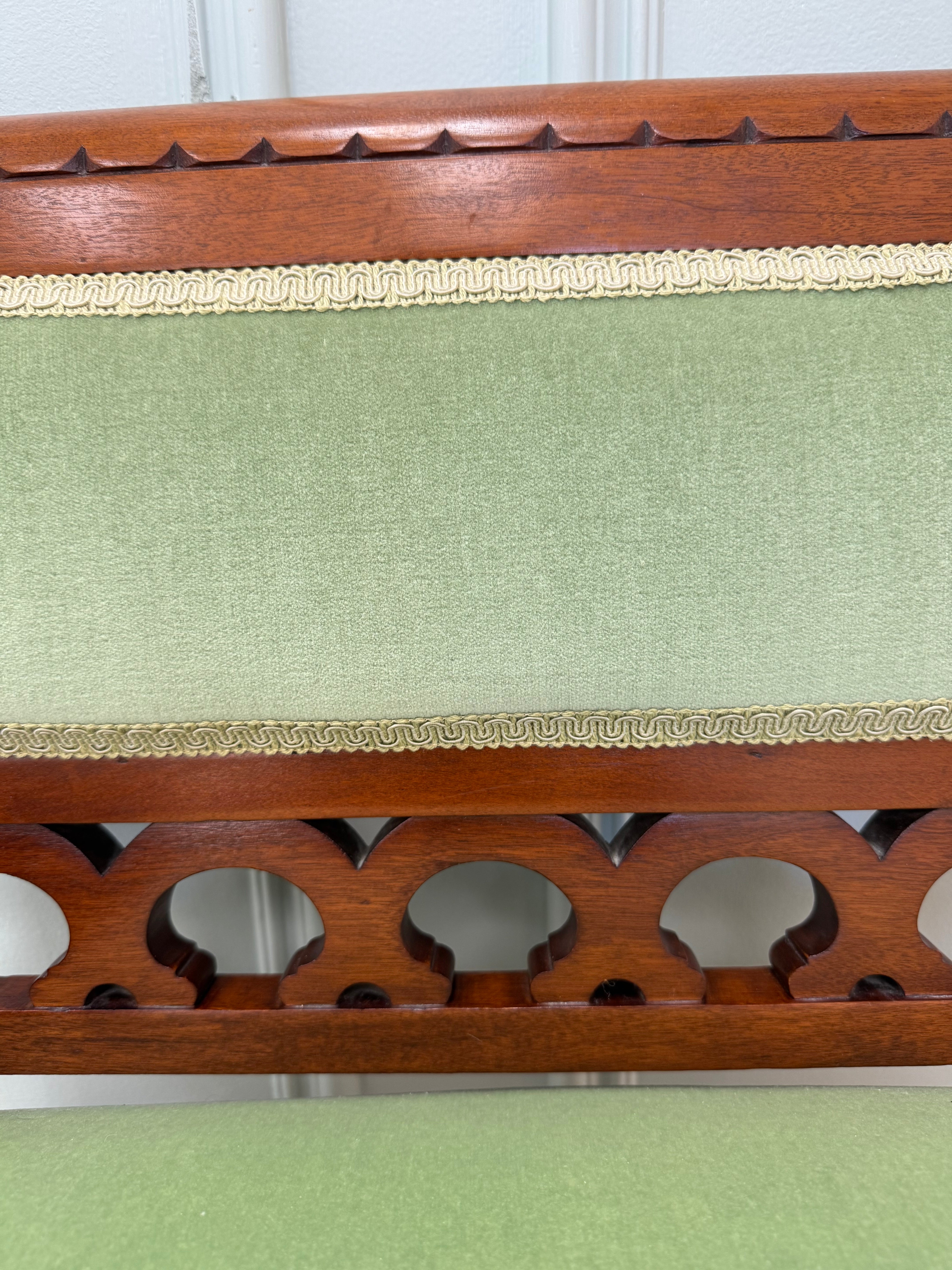 Antique Eastlake Green Velvet Lady's Chair