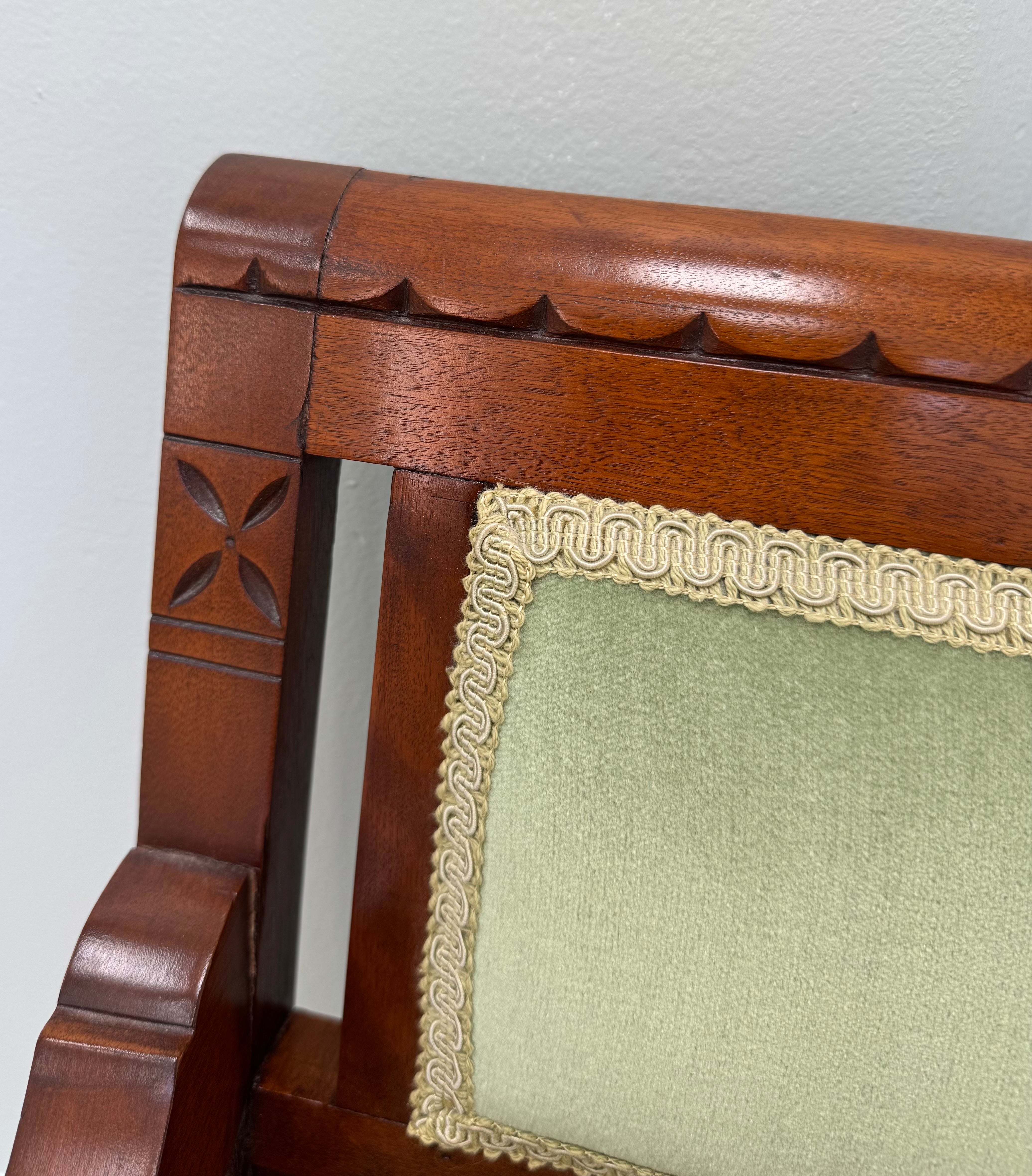 Antique Eastlake Green Velvet Lady's Chair