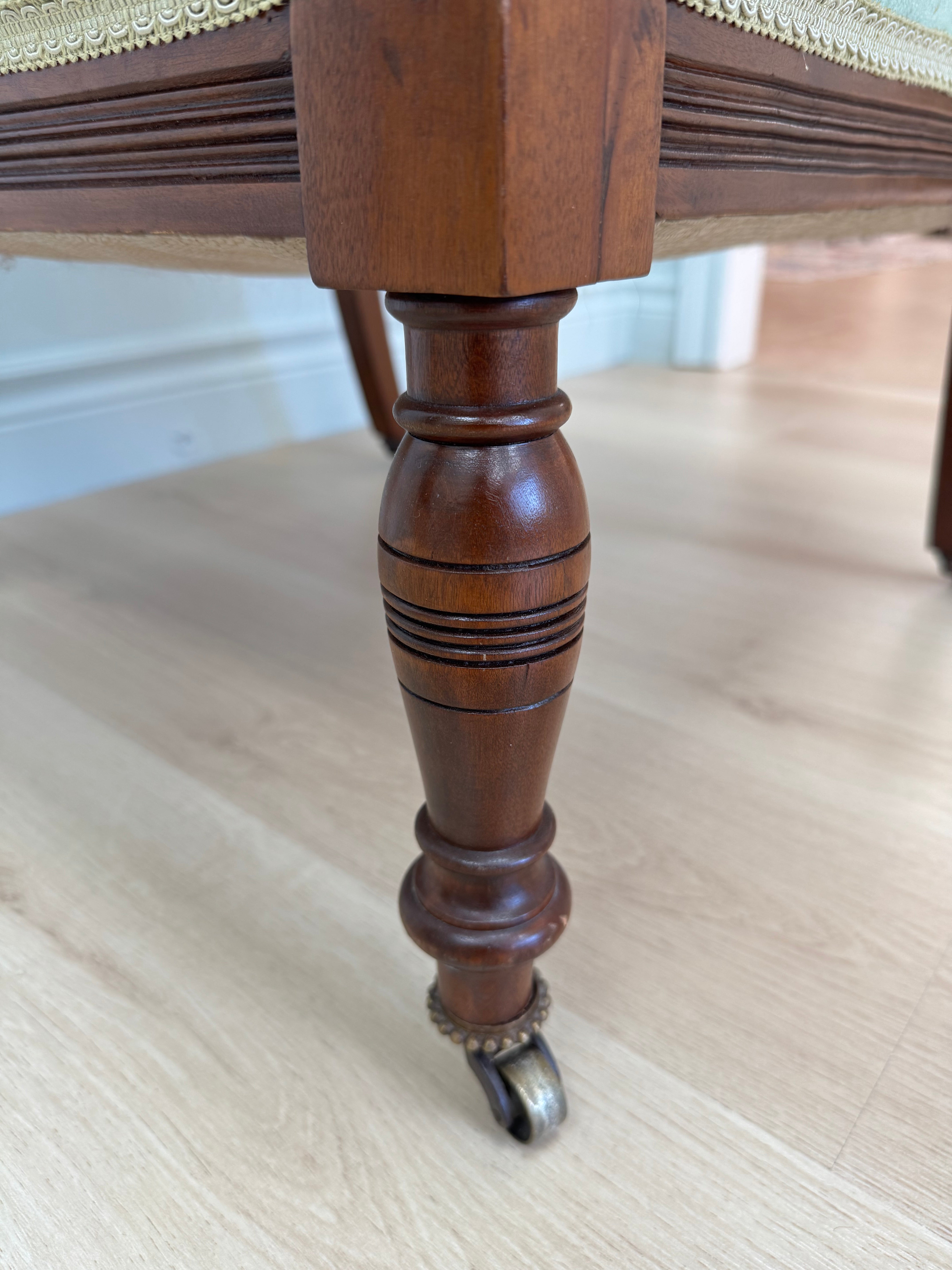 Antique Eastlake Green Velvet Lady's Chair