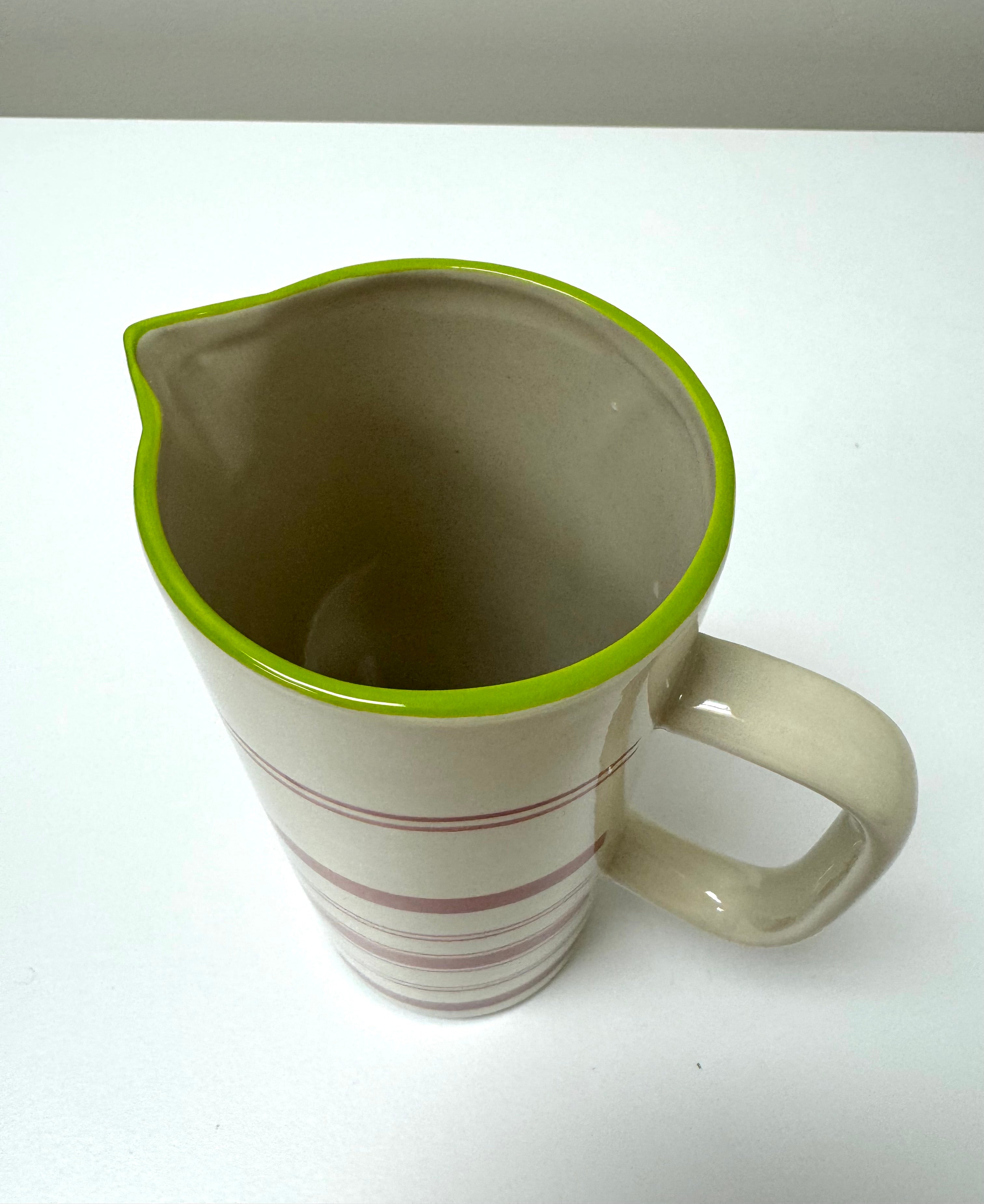 Cream Striped Stoneware Pitcher