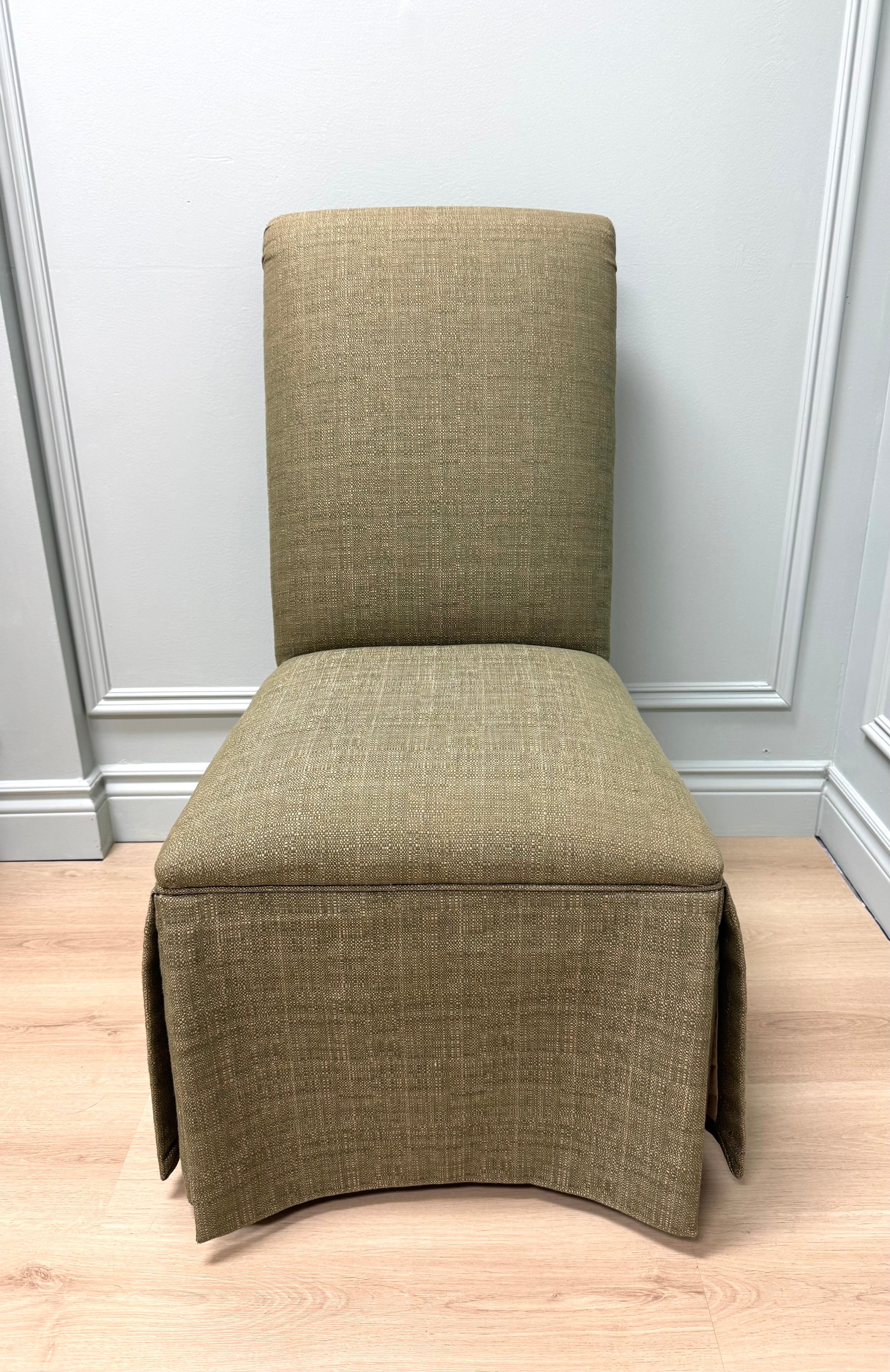 ETHAN ALLEN Dark Celery Skirted Chairs Set of 2