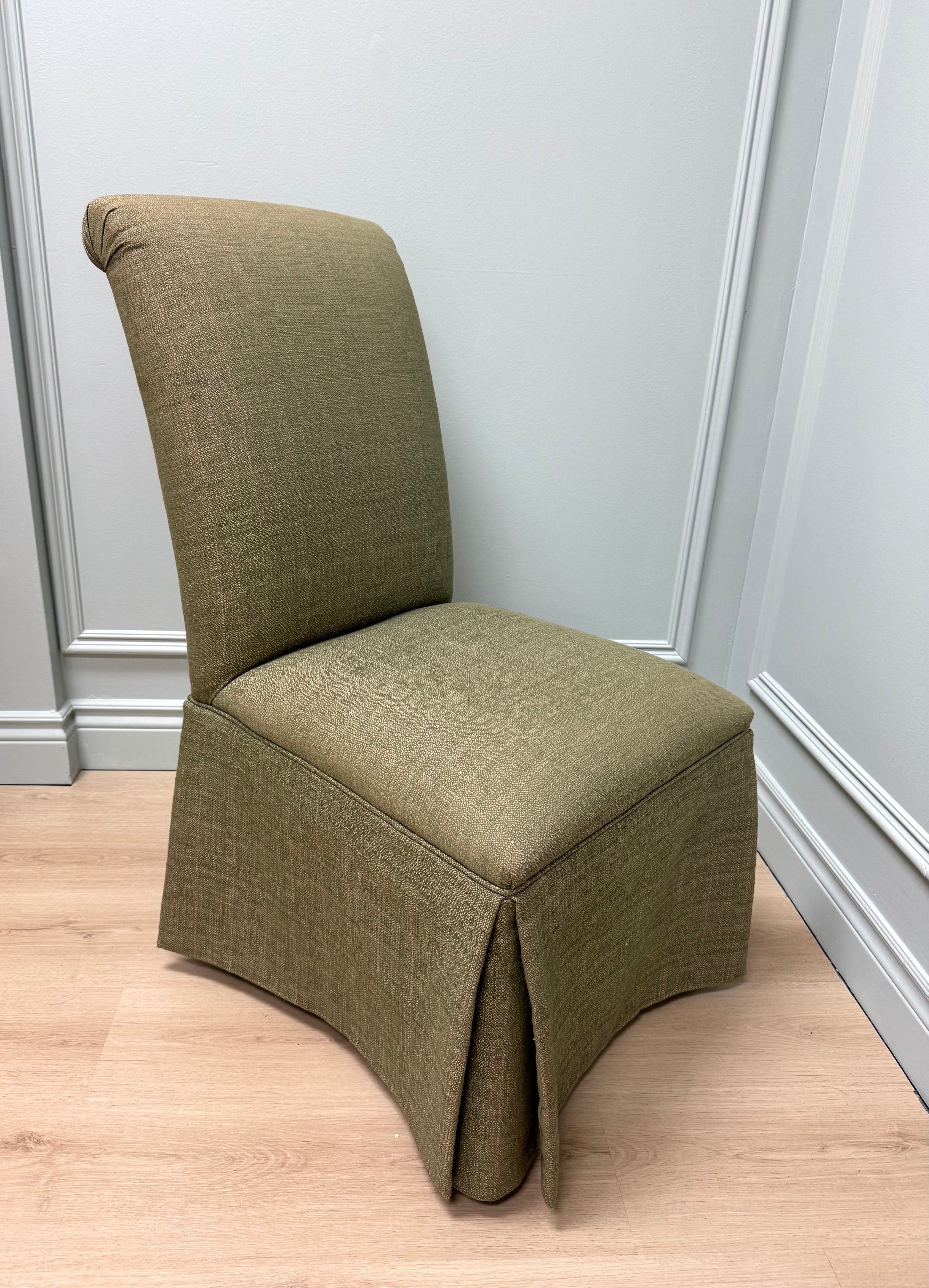 ETHAN ALLEN Dark Celery Skirted Chairs Set of 2