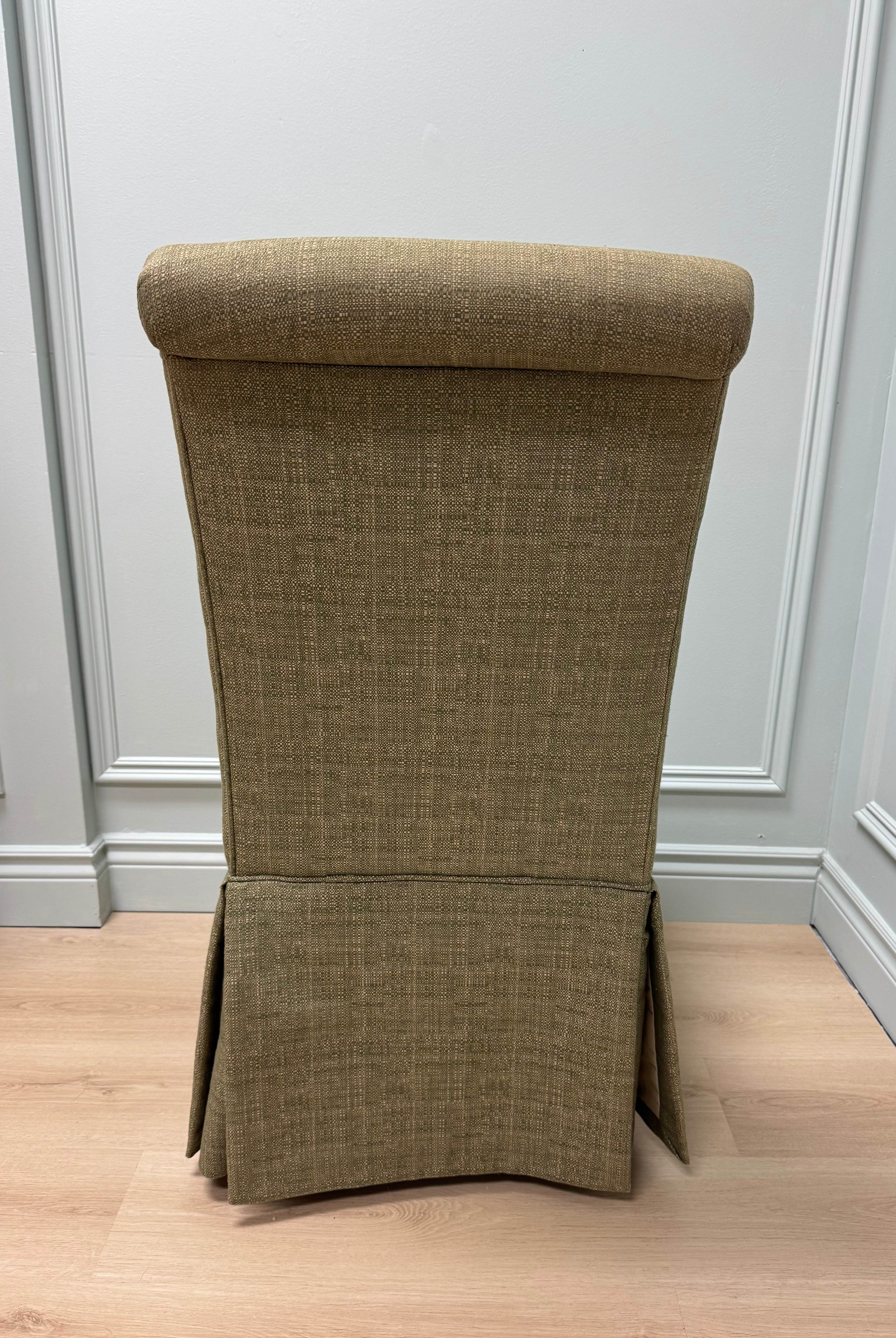 ETHAN ALLEN Dark Celery Skirted Chairs Set of 2