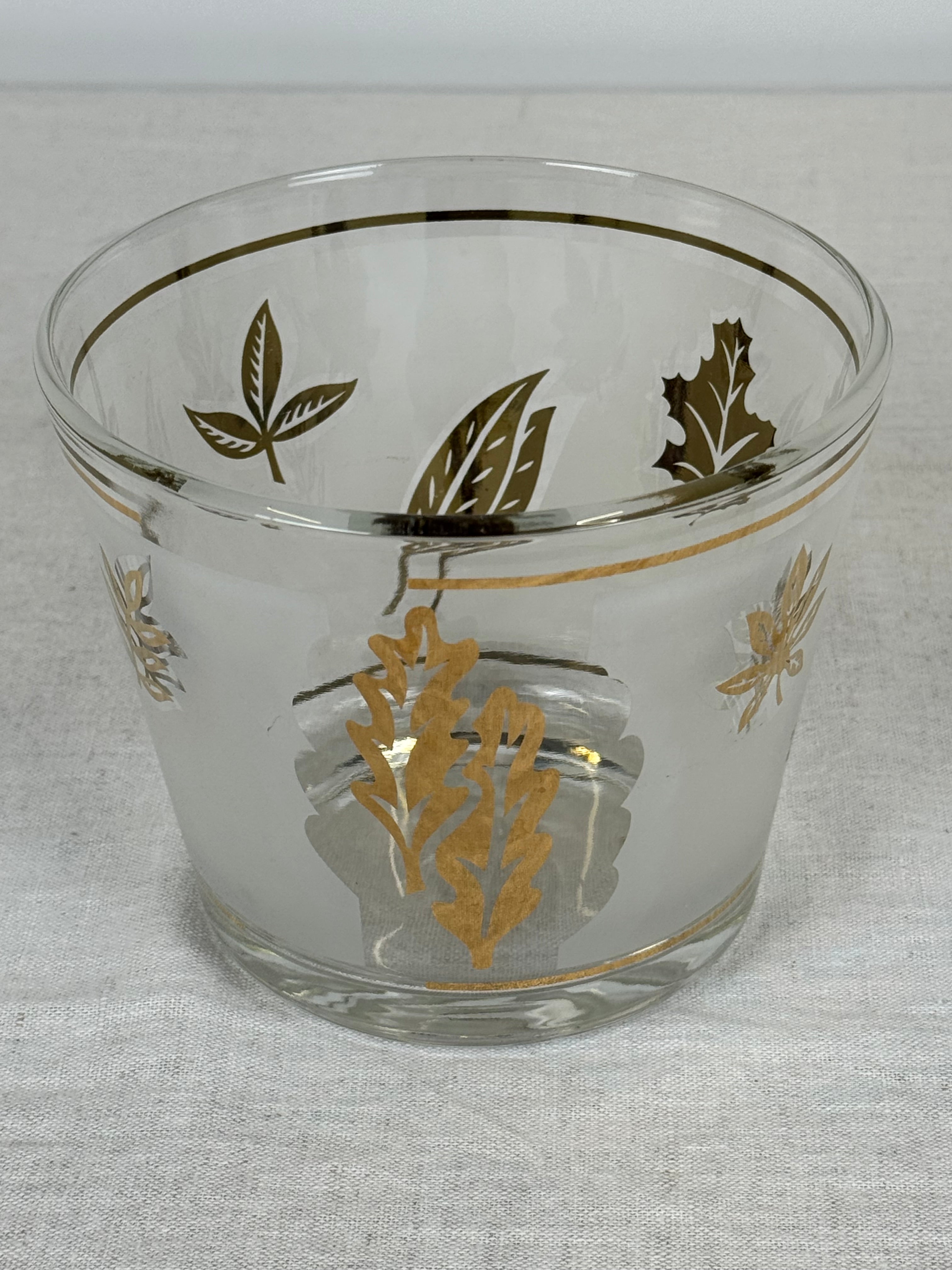 Vintage LIBBEY Gold Leaf Glass Ice Bucket