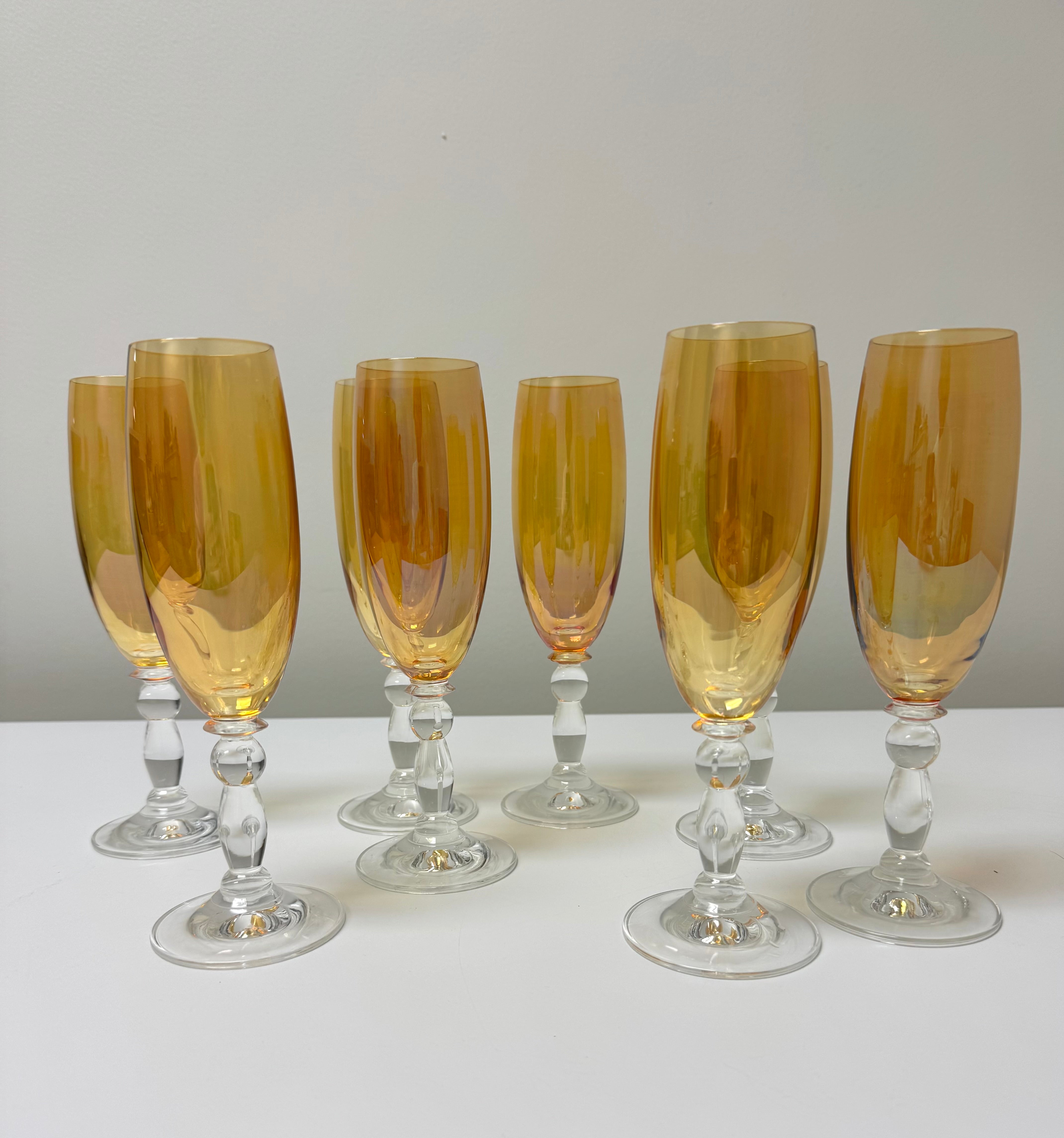 CRATE & BARREL Amber Flutes Set of 8