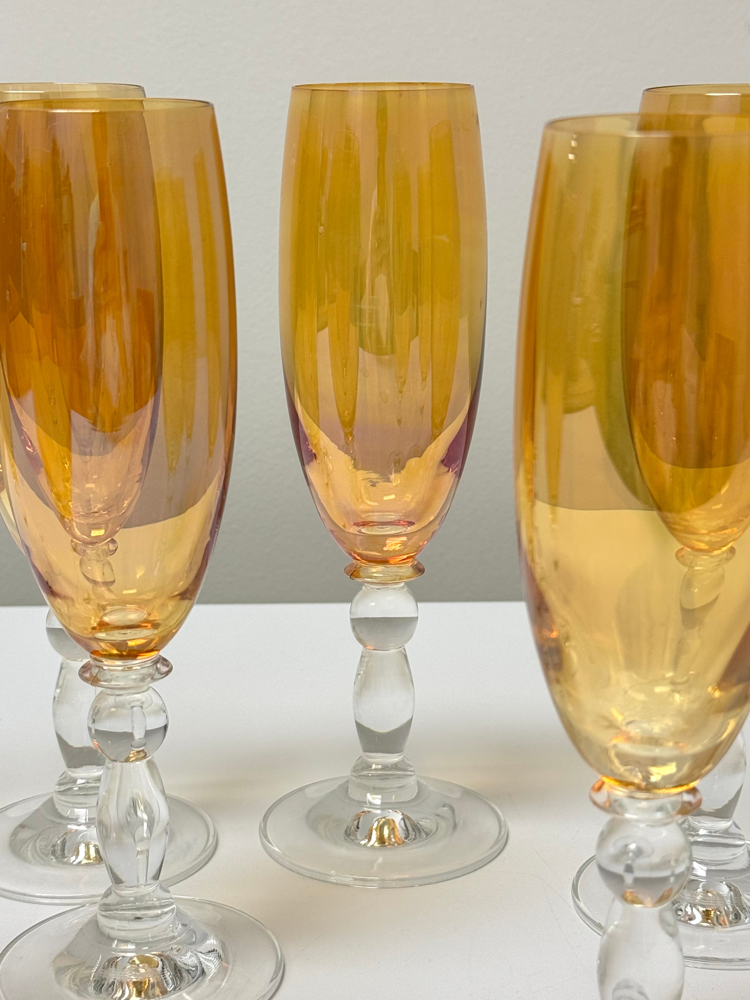 CRATE & BARREL Amber Flutes Set of 8