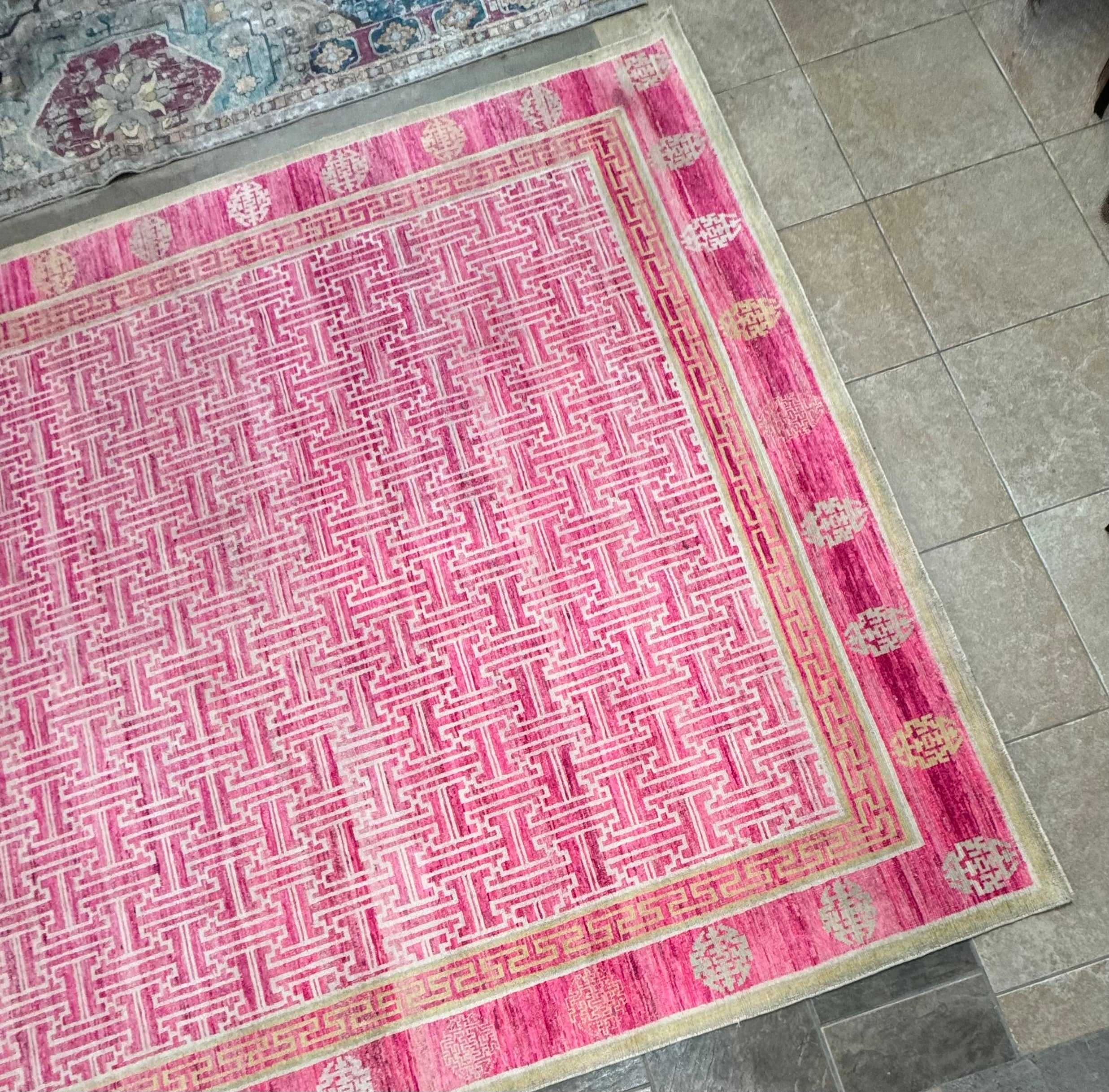 Pink Silk/Wool 12' x 10'-6" Rug