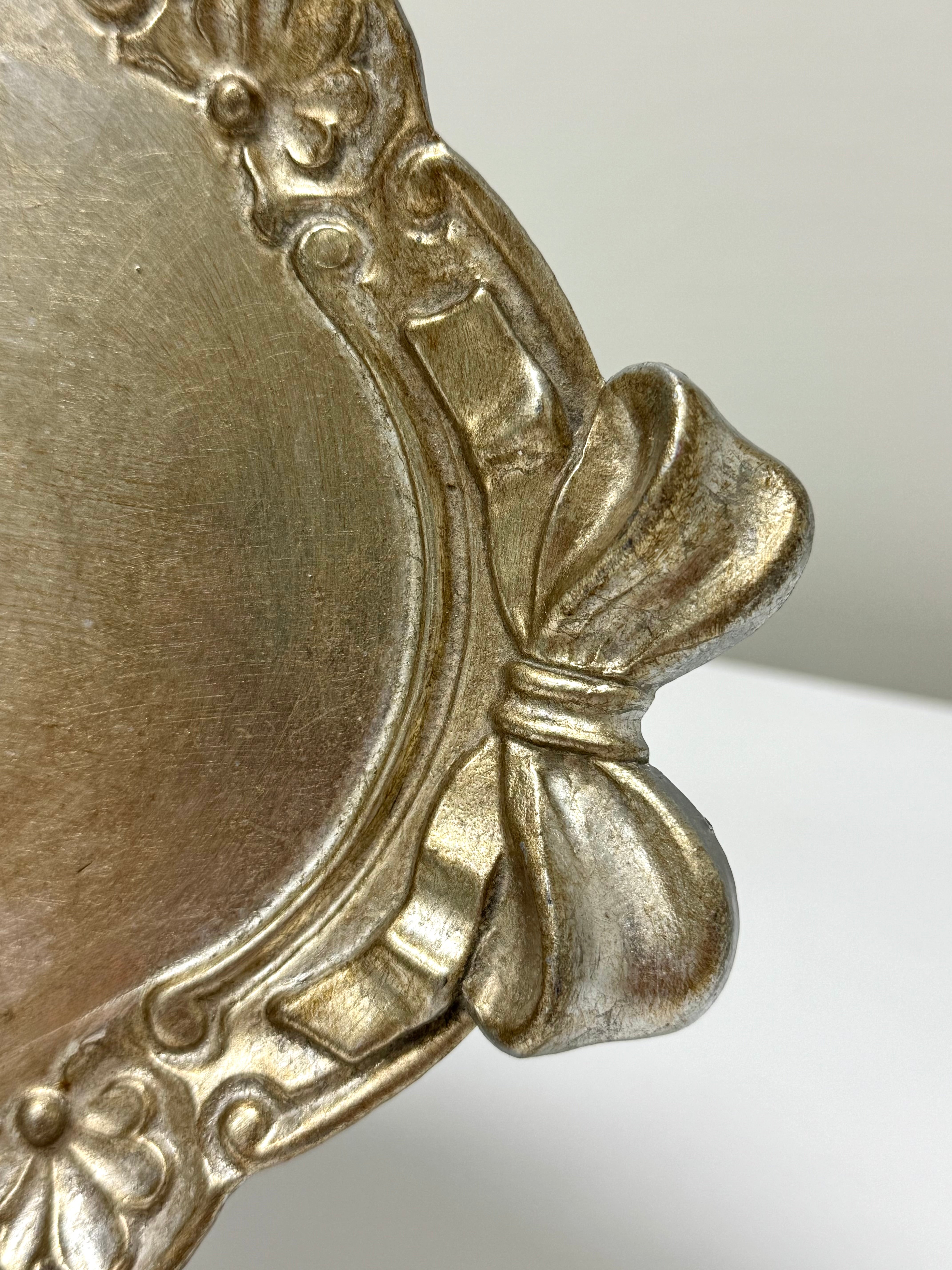 Vintage Burnished Silver Florentine Bow Tray
