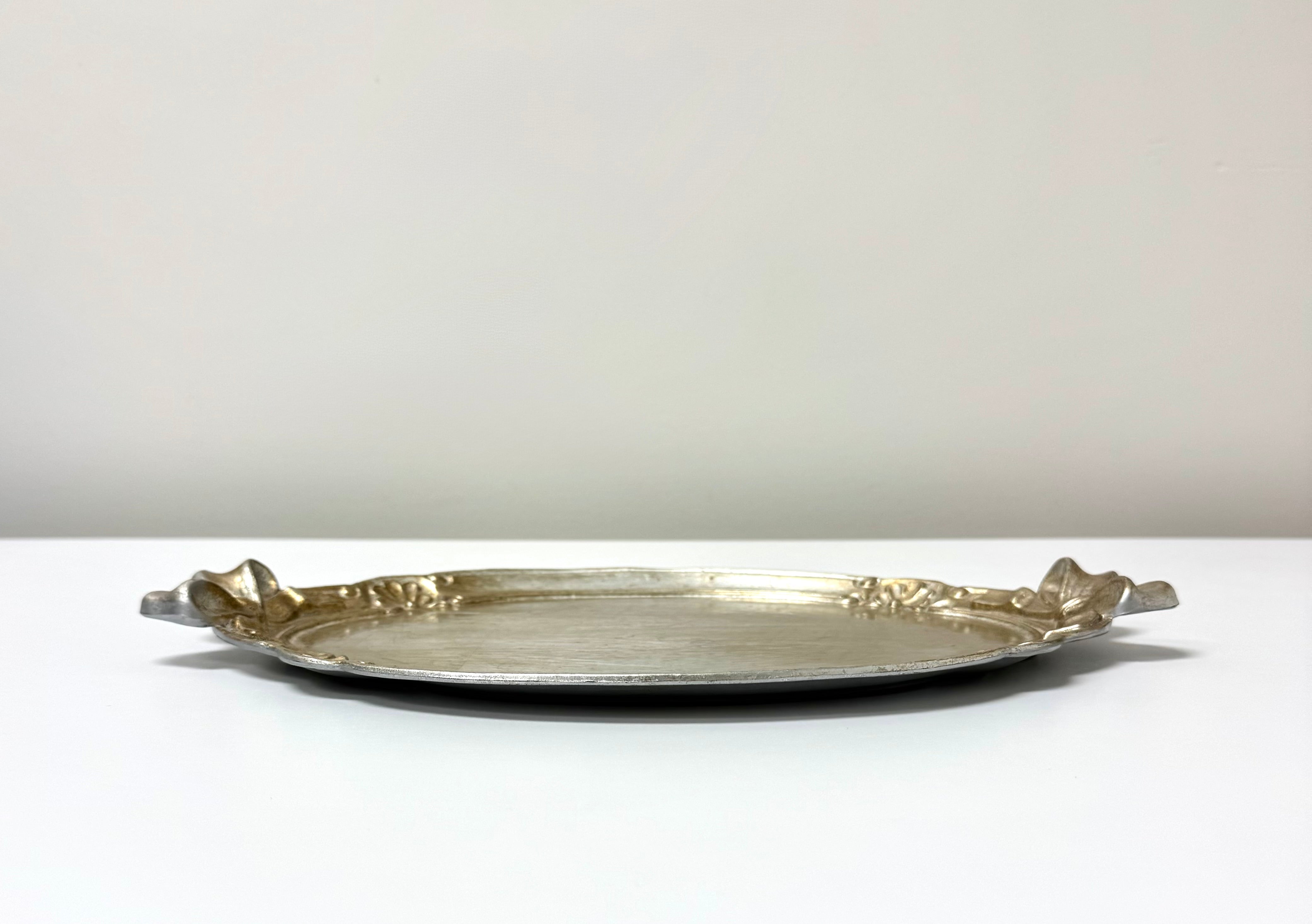 Vintage Burnished Silver Florentine Bow Tray