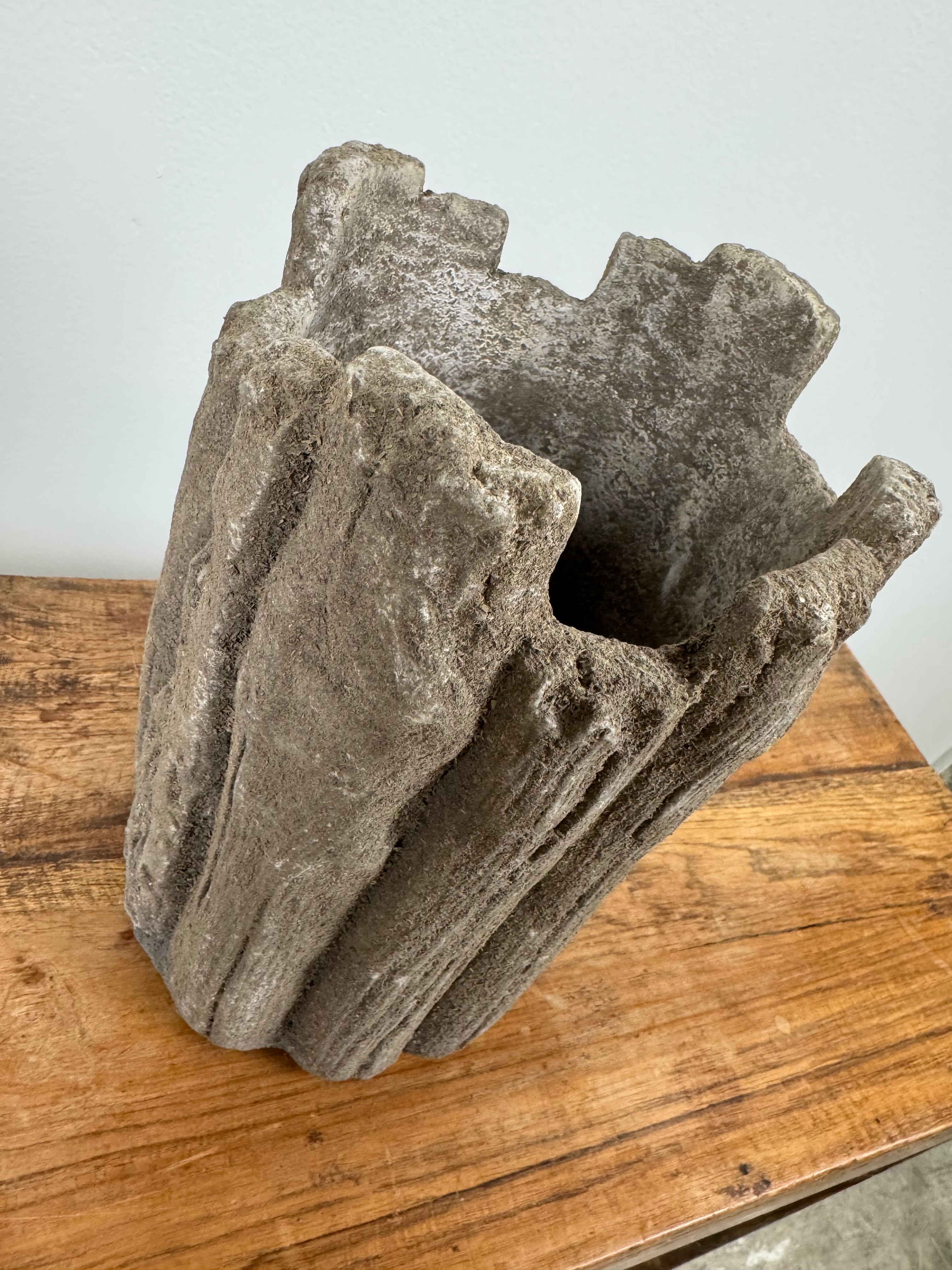 Cement Log Planter/Candle Holder