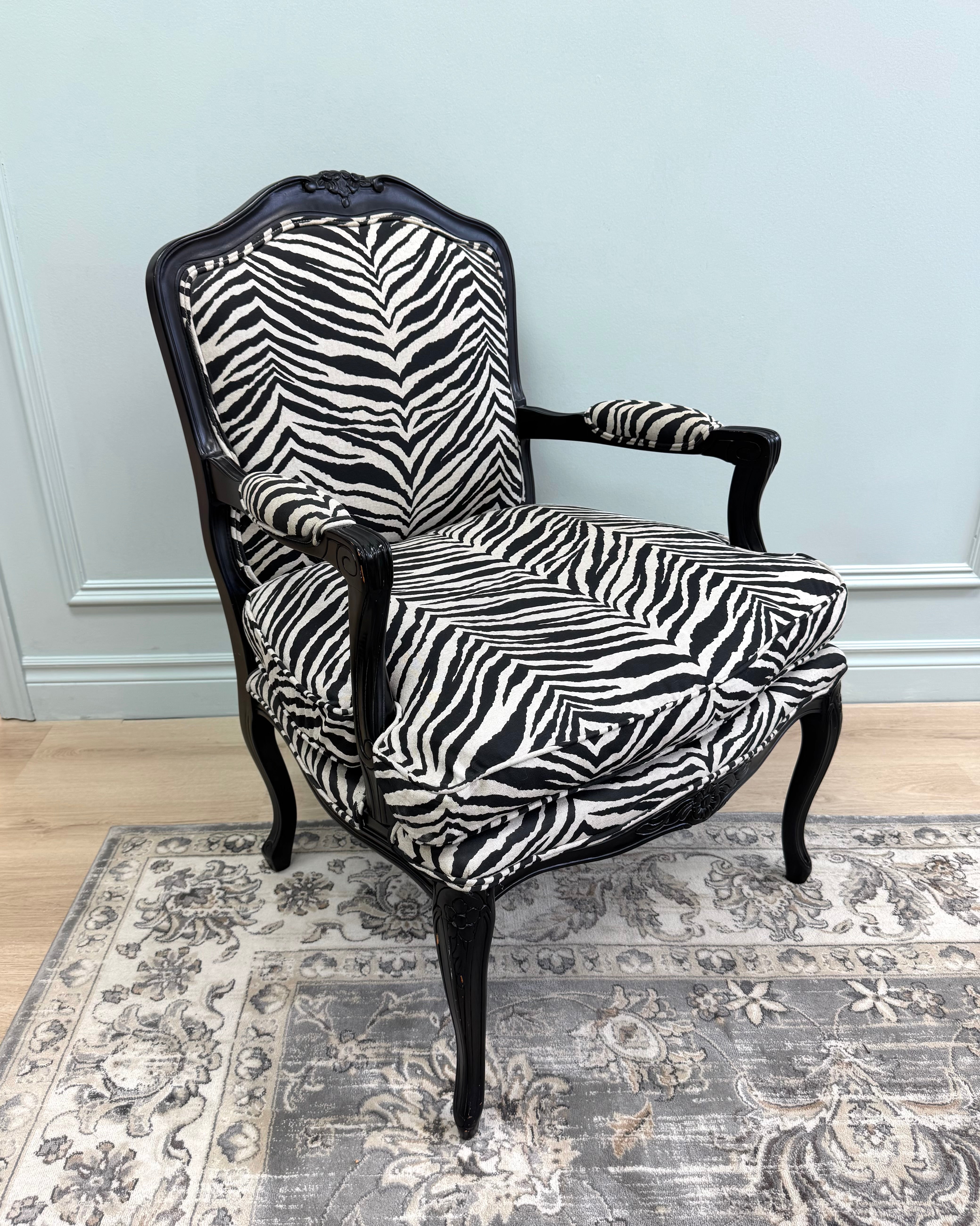 Zebra Linen Bergere Chair