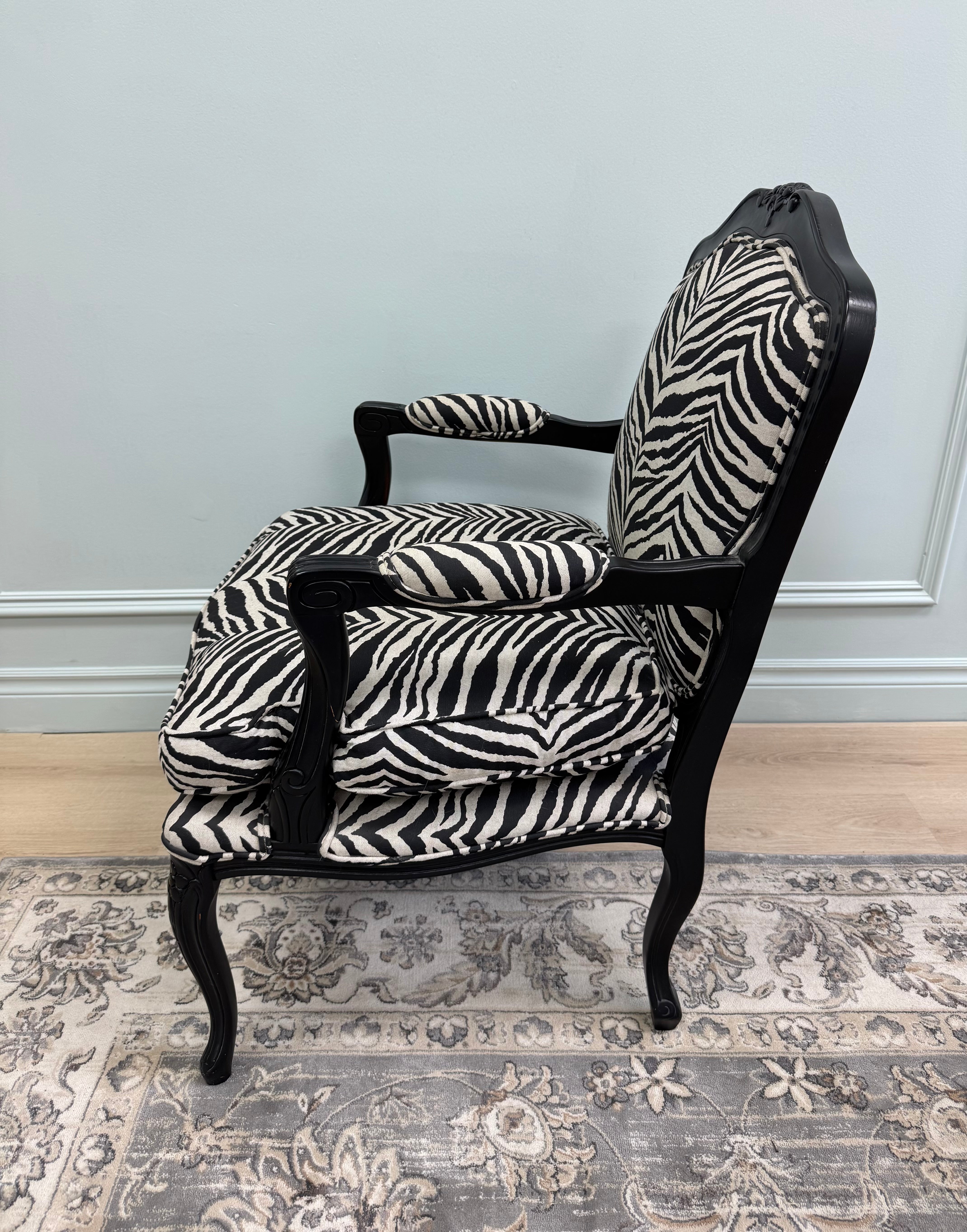 Zebra Linen Bergere Chair